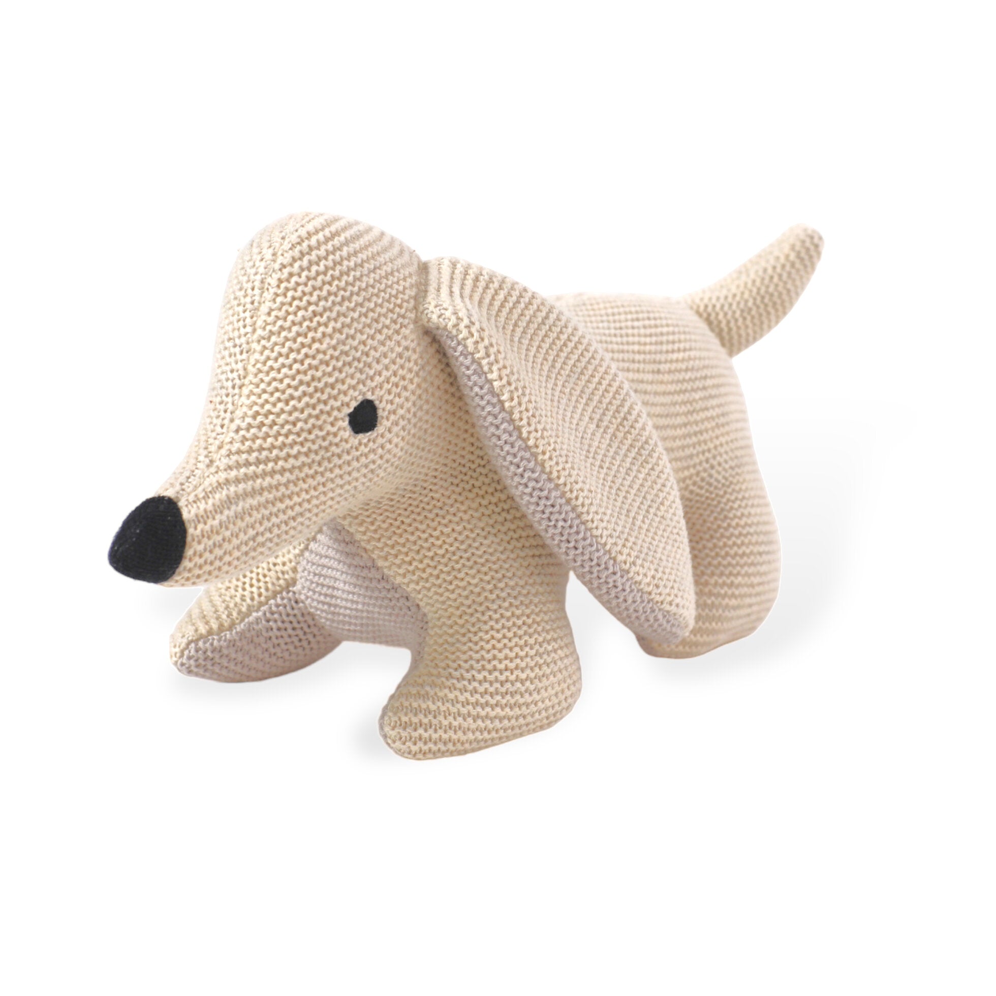Dachshund Dog Knit Stuffed Animal Baby Toy (Organic Cotton) by Viverano Organics