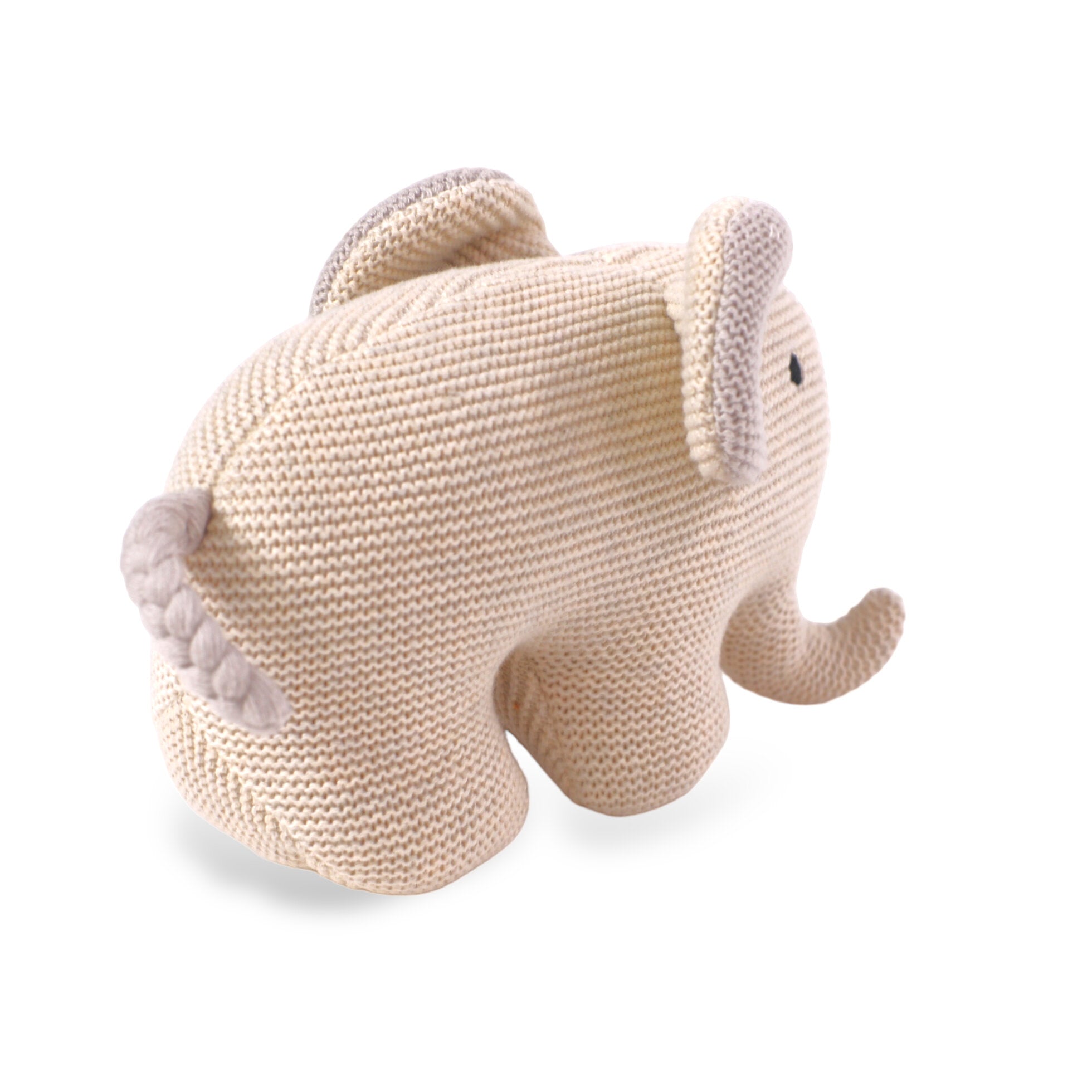 Elephant Knit Stuffed Animal Baby Toy (Organic Cotton) by Viverano Organics