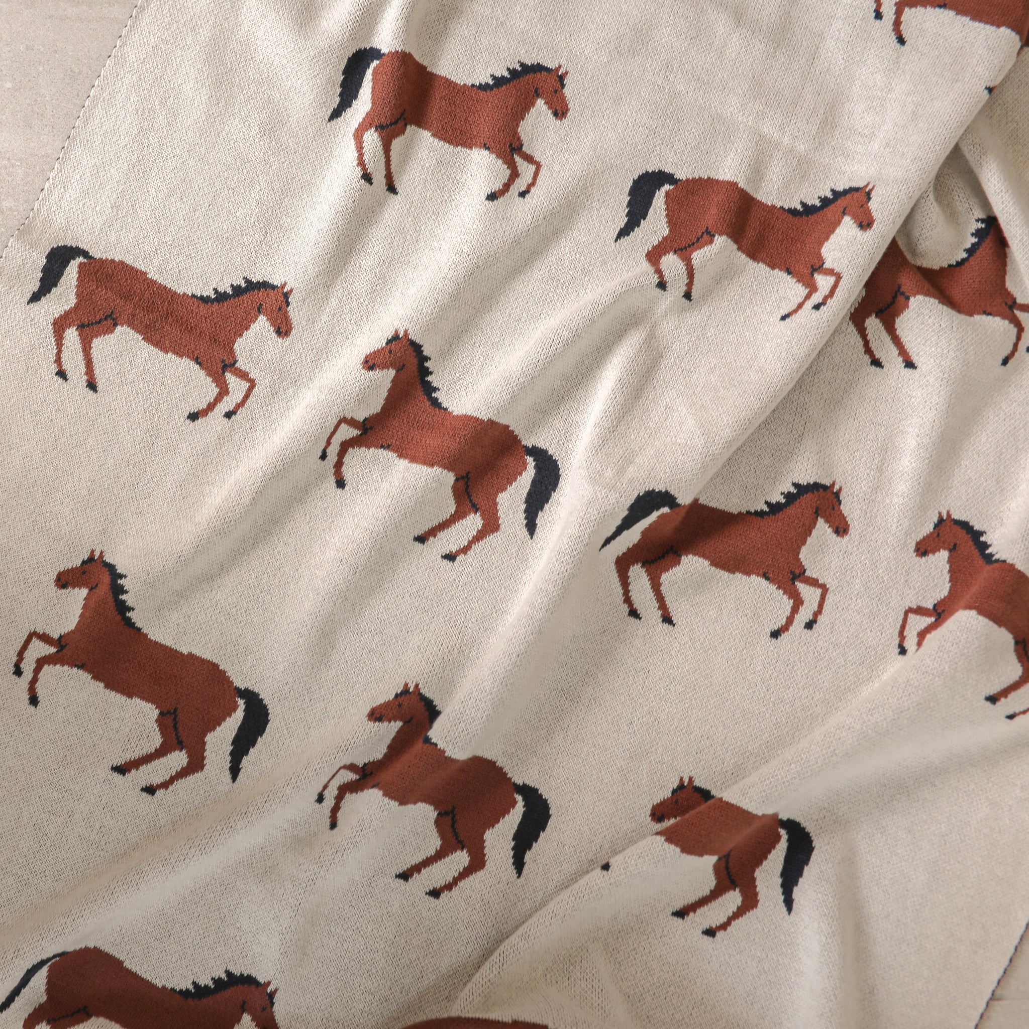 Horse - Organic Cotton Jacquard Sweater Knit Baby Blanket