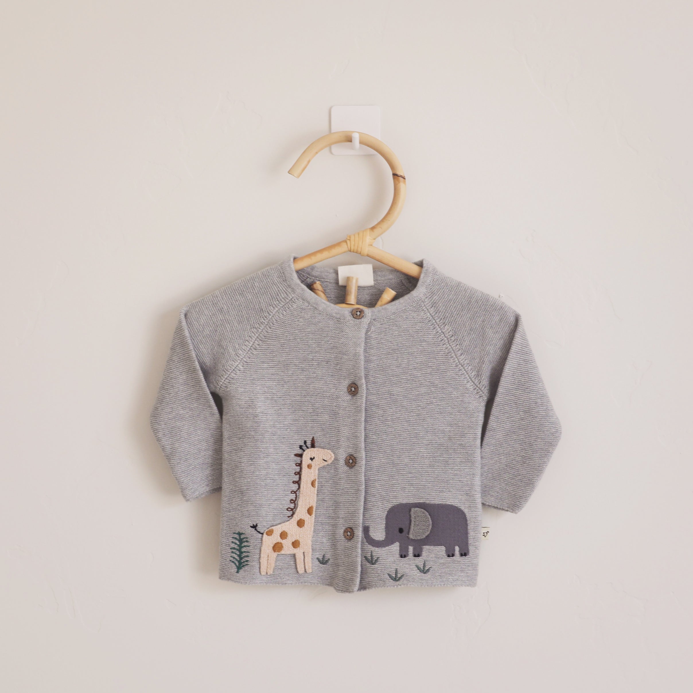 Animal Safari Embroidered Baby Cardigan Sweater (Organic) - 3 Colors