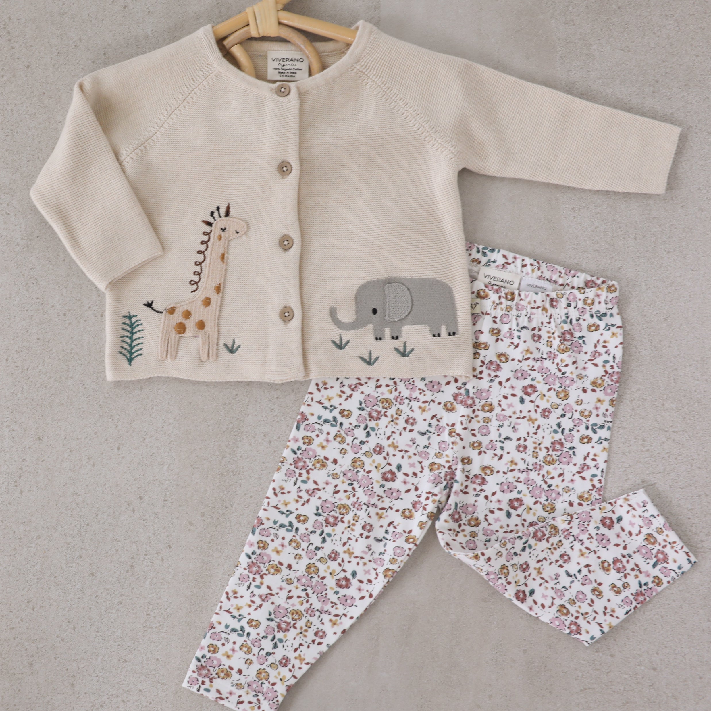 Animal Safari Embroidered Baby Cardigan Sweater (Organic) - 3 Colors