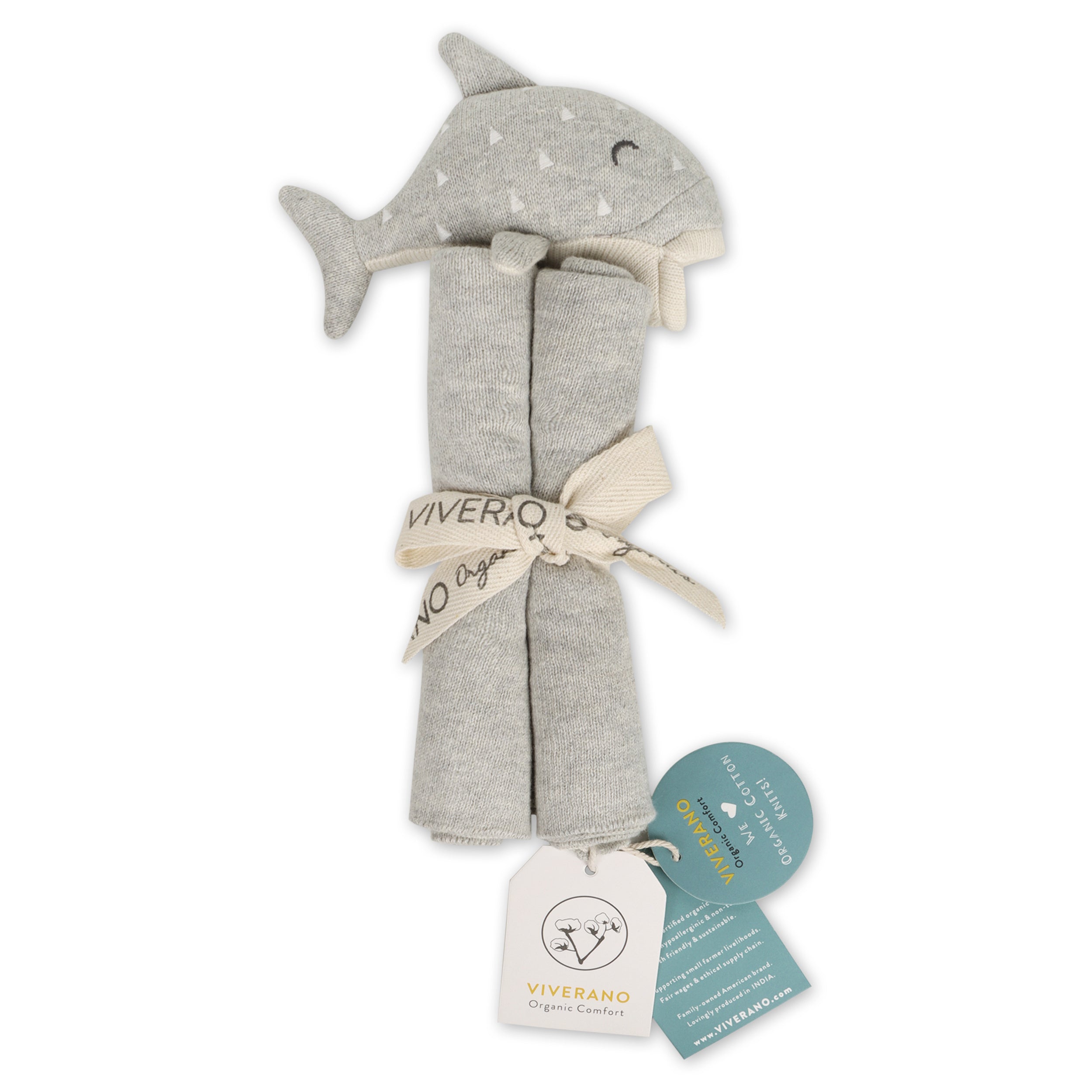 Whale - Organic Baby Lovey Security Blanket