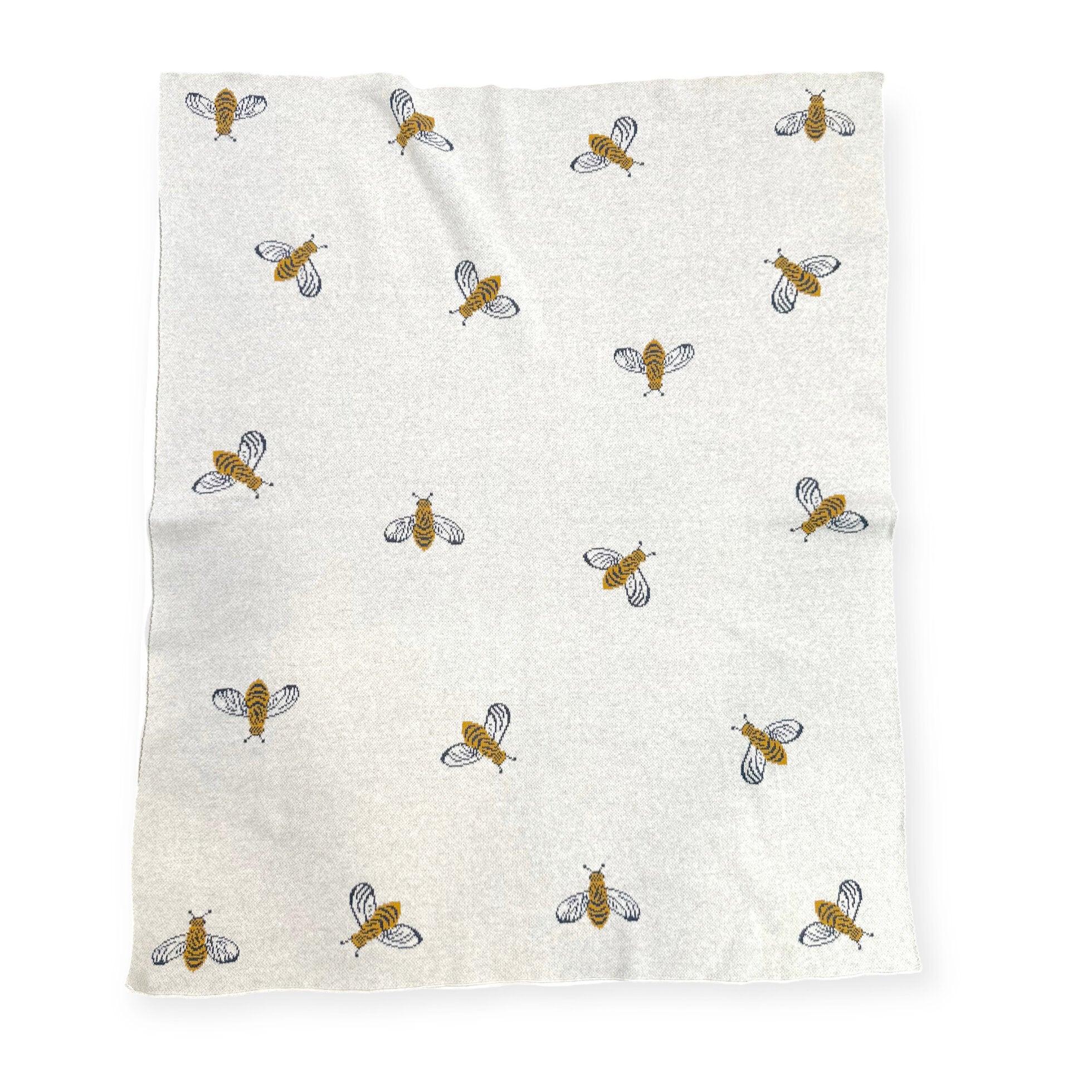 Bees - Jacquard Sweater Knit Baby Blankets (Organic Cotton)