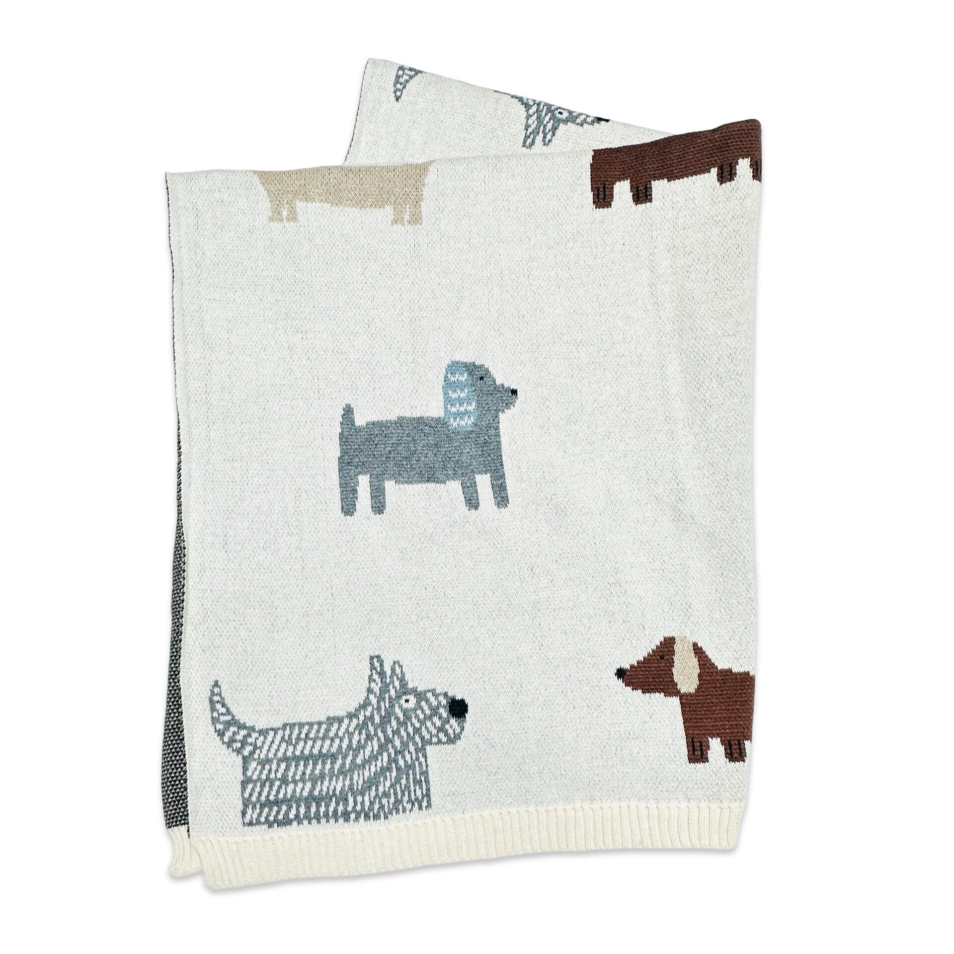 Buddy Dogs- Jacquard Sweater Knit Organic Cotton Baby Blankets by Viverano