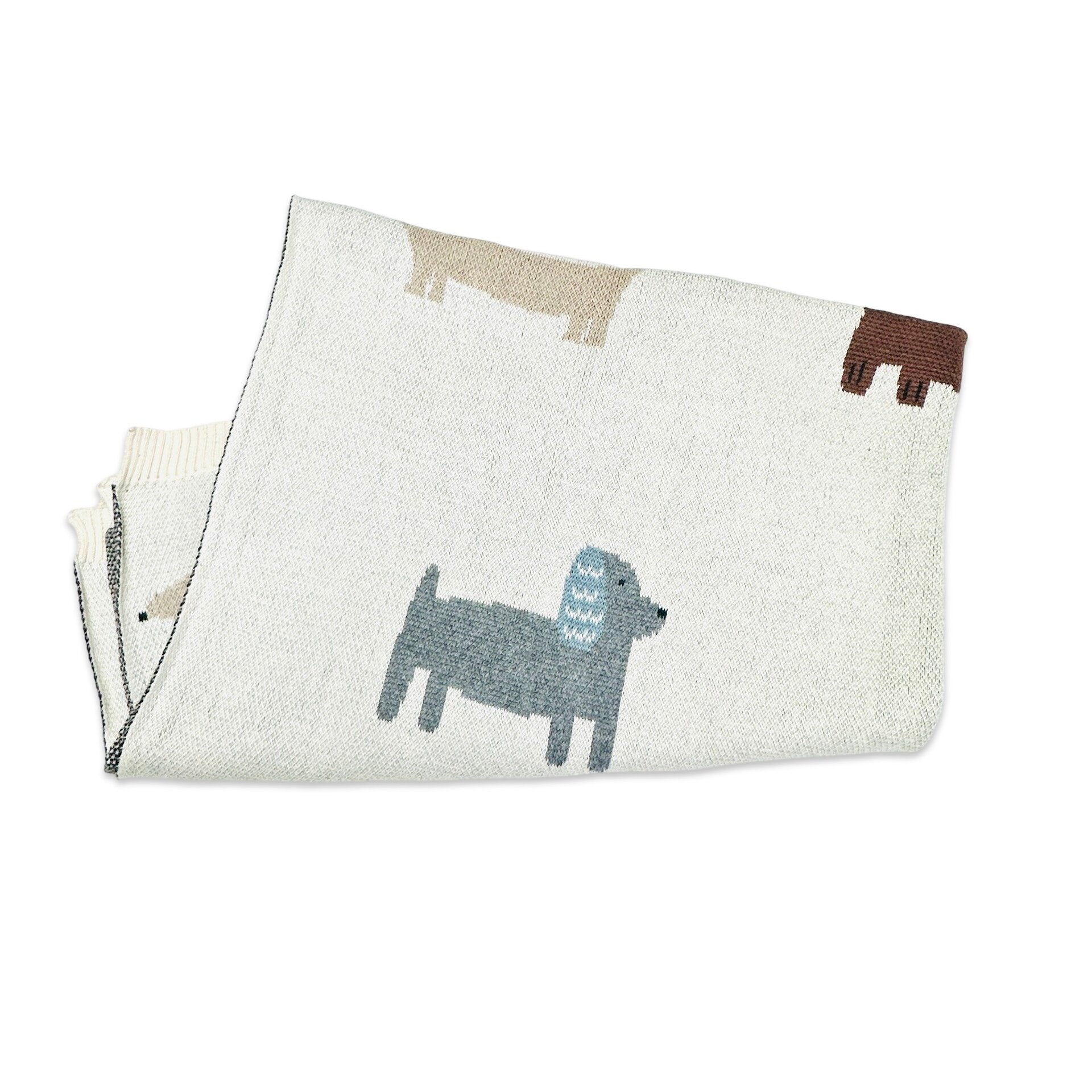 Buddy Dogs- Jacquard Sweater Knit Organic Cotton Baby Blankets by Viverano