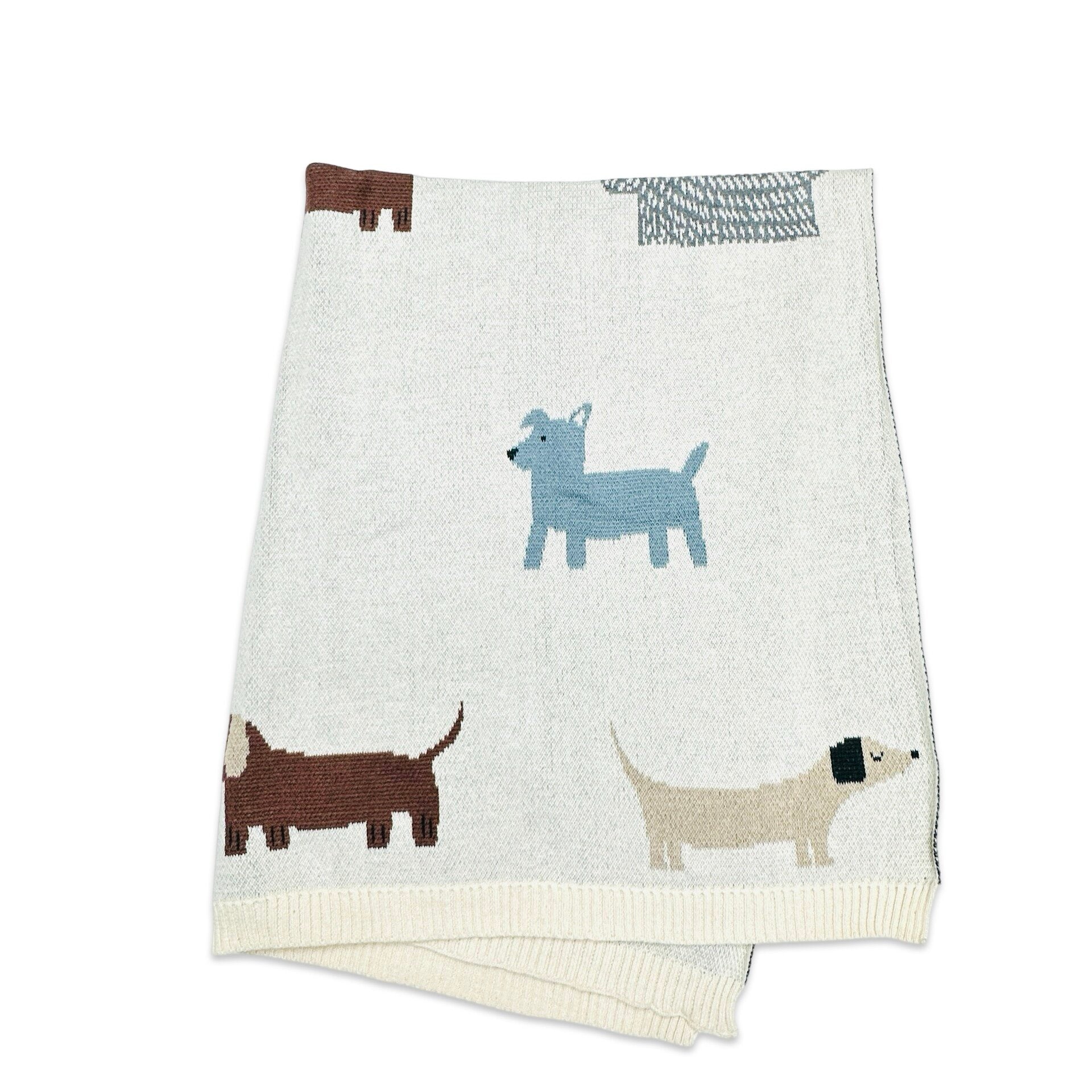 Buddy Dogs- Jacquard Sweater Knit Organic Cotton Baby Blankets by Viverano