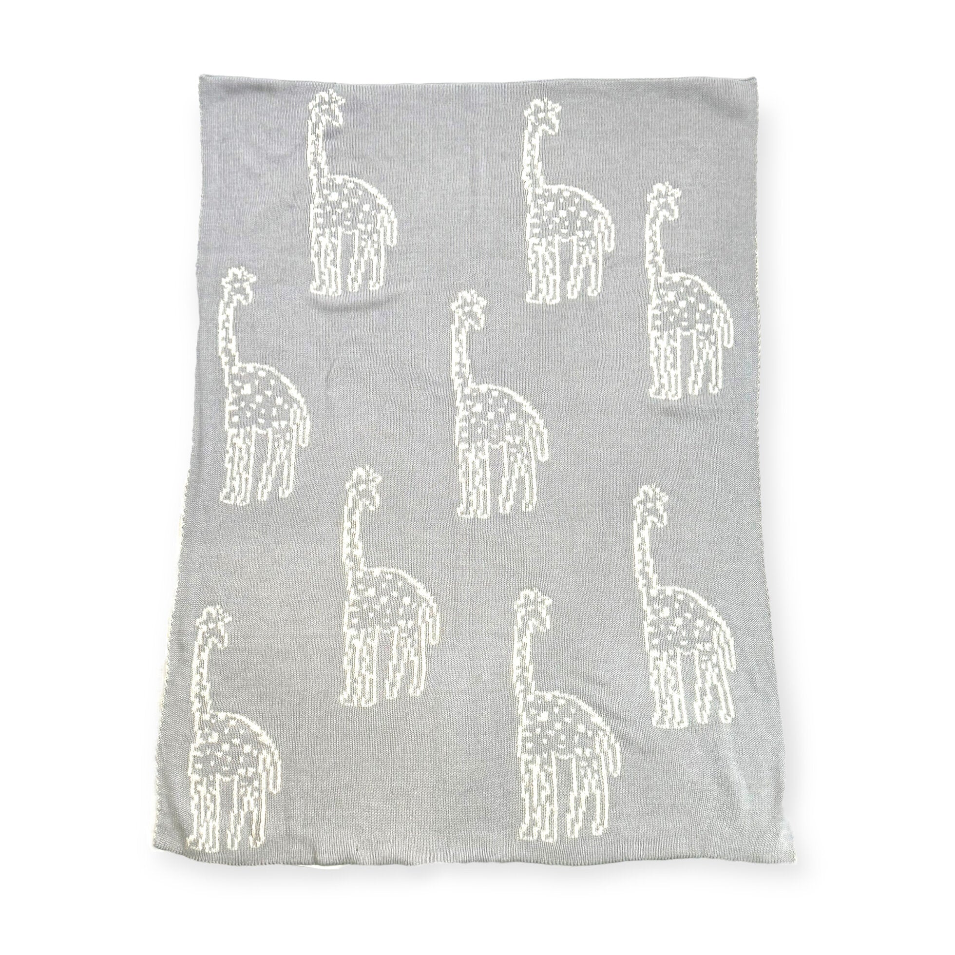 Giraffe - Organic Cotton REVERSIBLE Jacquard Sweater Knit Baby Blankets