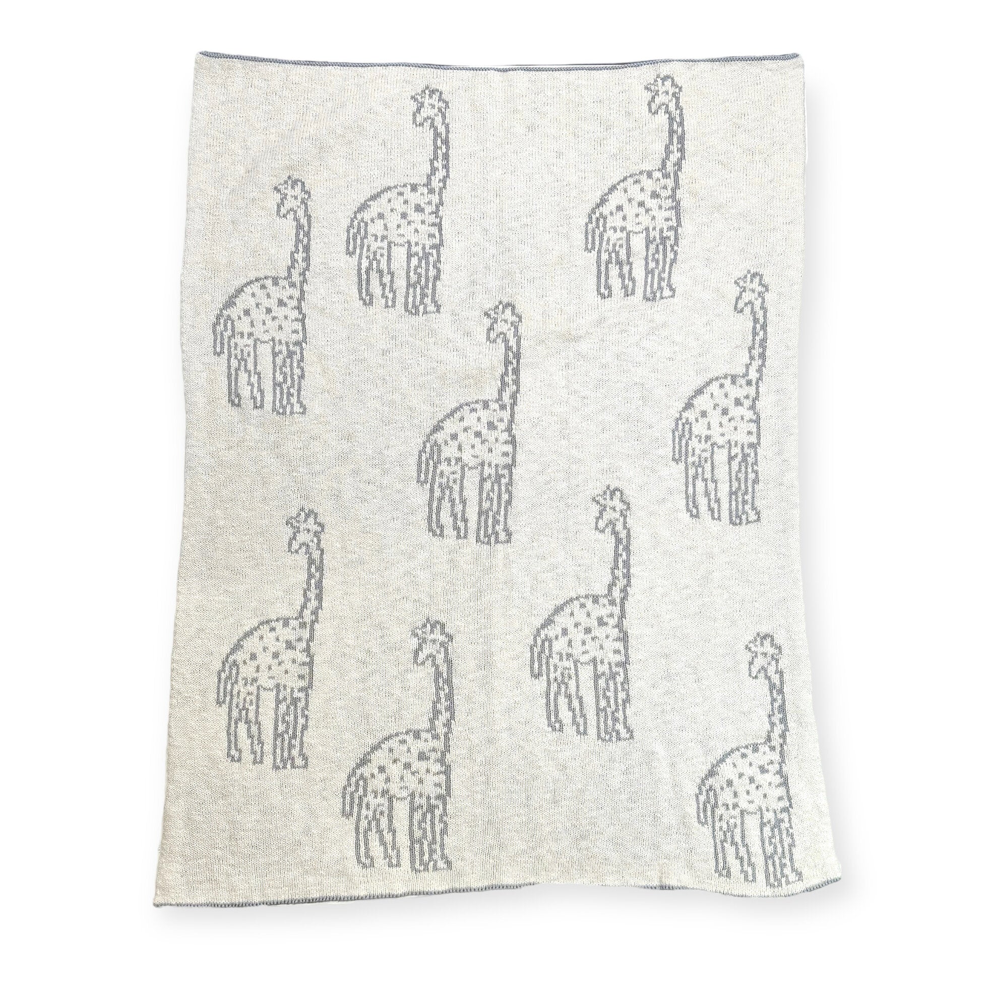 Giraffe - Organic Cotton REVERSIBLE Jacquard Sweater Knit Baby Blankets