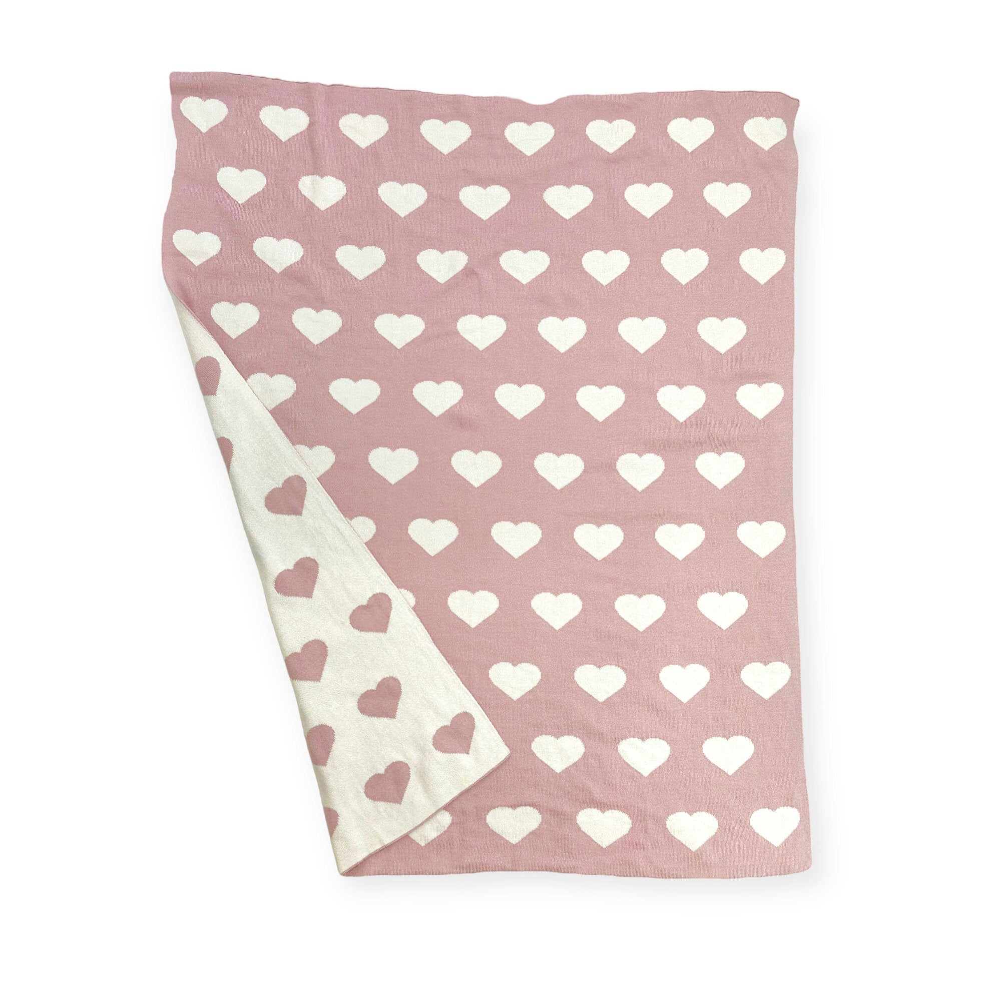 Corazones - Manta reversible de punto de jersey de jacquard bicolor para bebé (algodón orgánico)