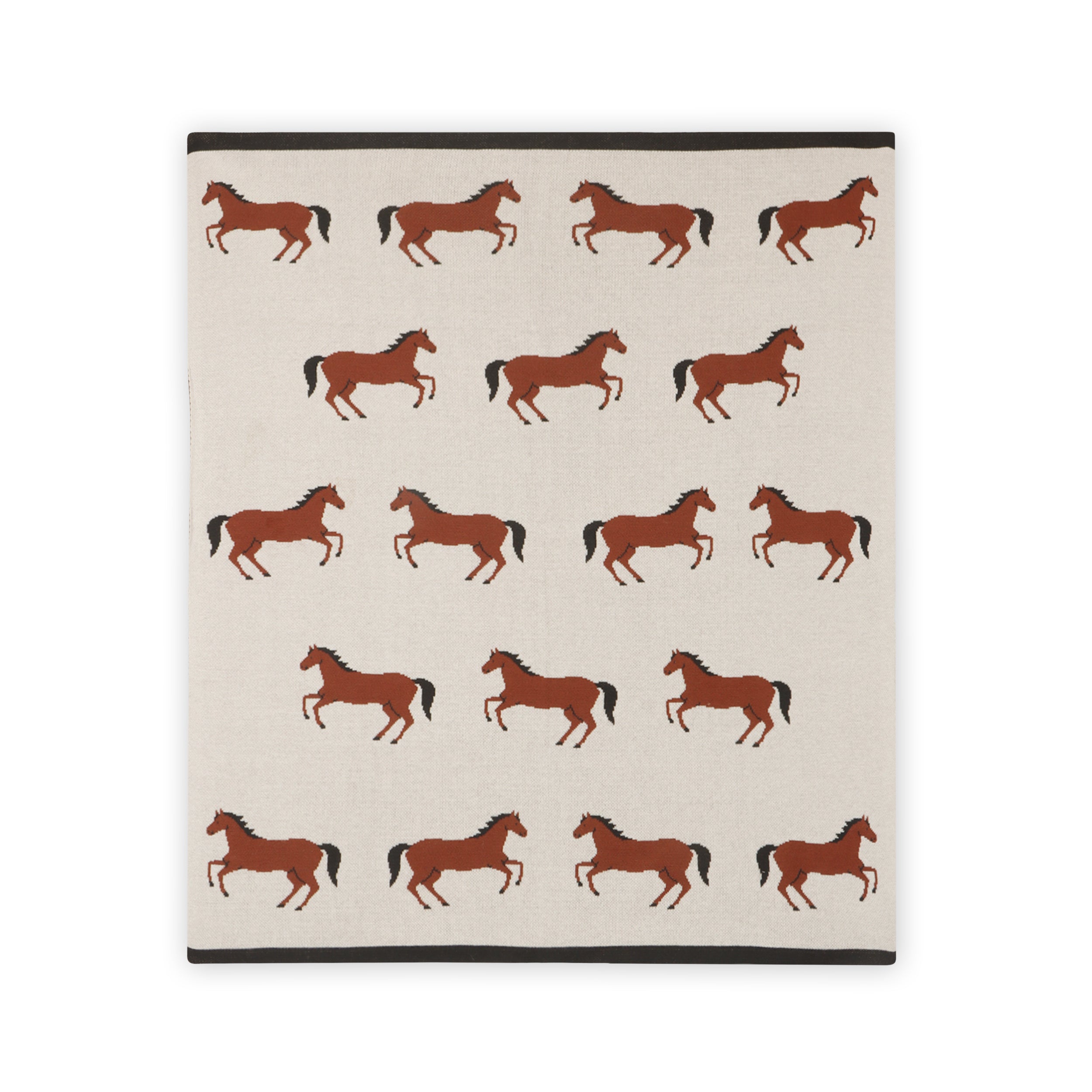 Horse - Organic Cotton Jacquard Sweater Knit Baby Blanket