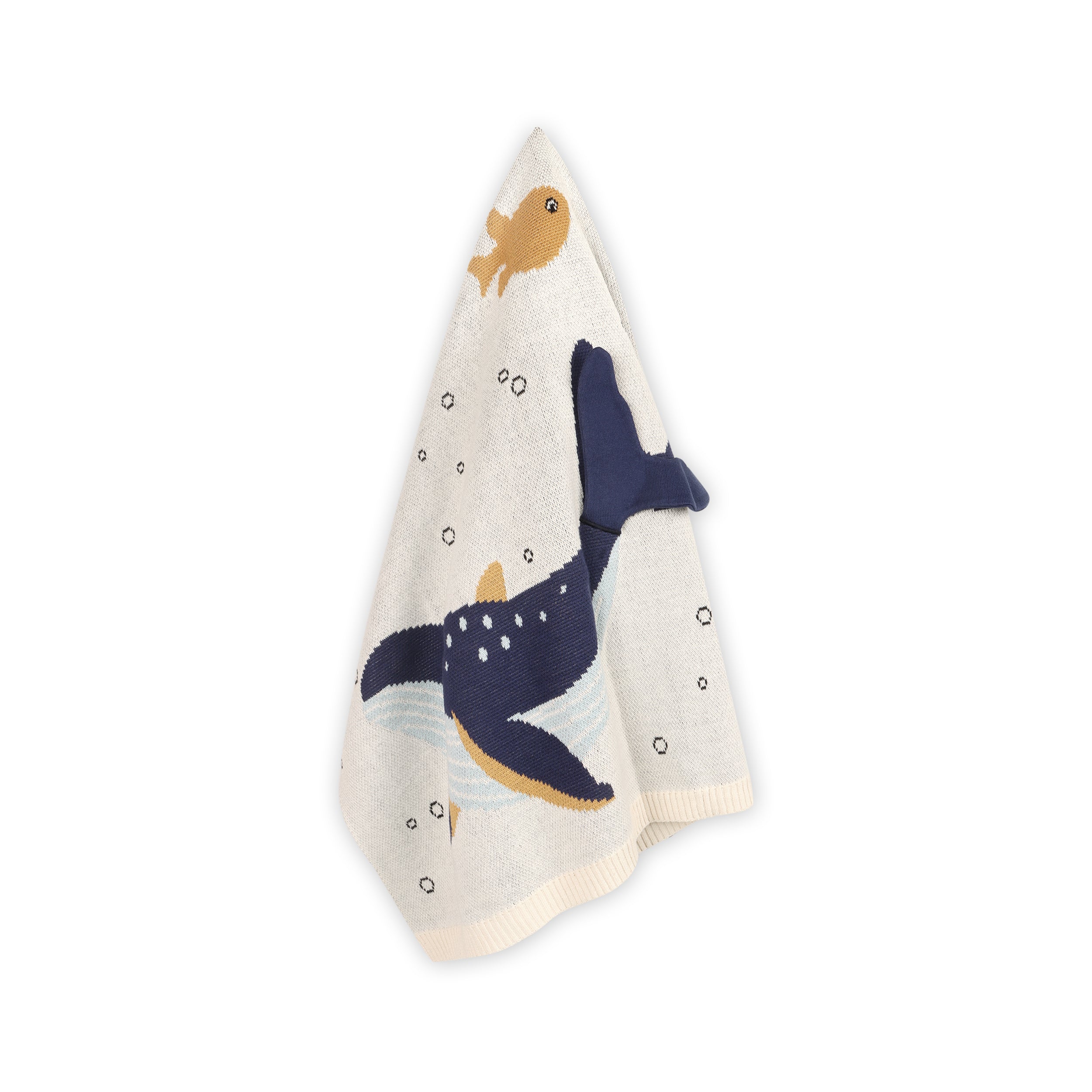 Ocean Life 3D - Organic Cotton Jacquard Sweater Knit Baby Blankets by Viverano