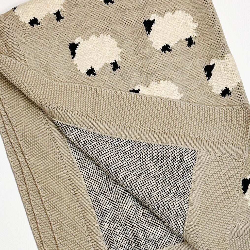 Furry heep - Organic Cotton Jacquard Sweater Knit Baby Blanket
