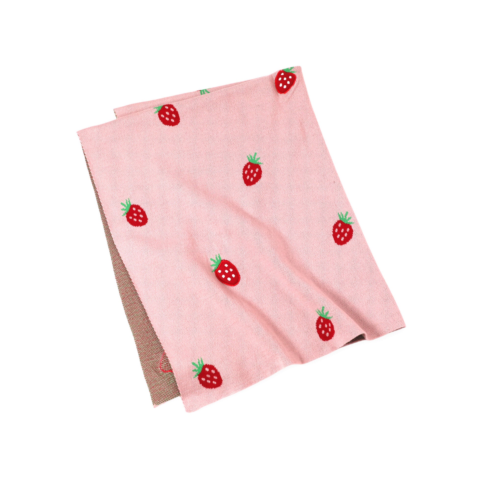 Strawberry - Organic Cotton 3D Jacquard Sweater Knit Baby Blankets