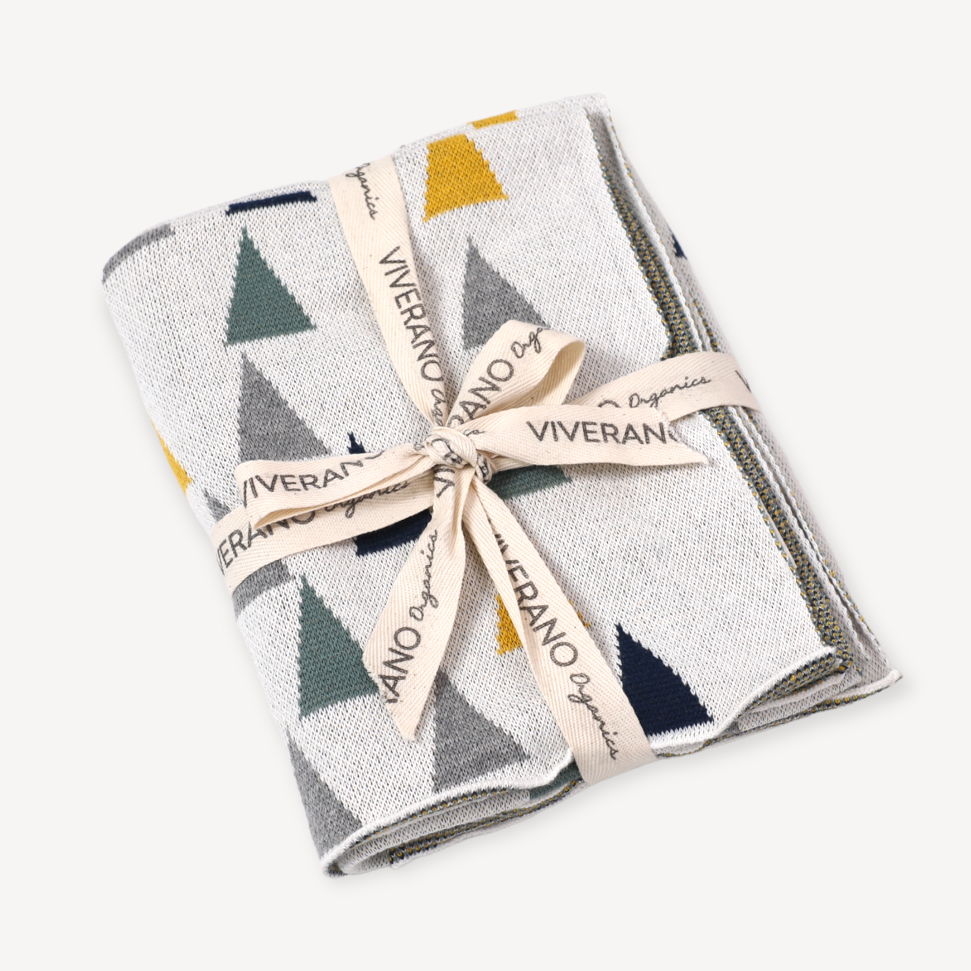 Triangles Modern Jacquard Sweater Knit Organic Cotton Baby Blankets by Viverano