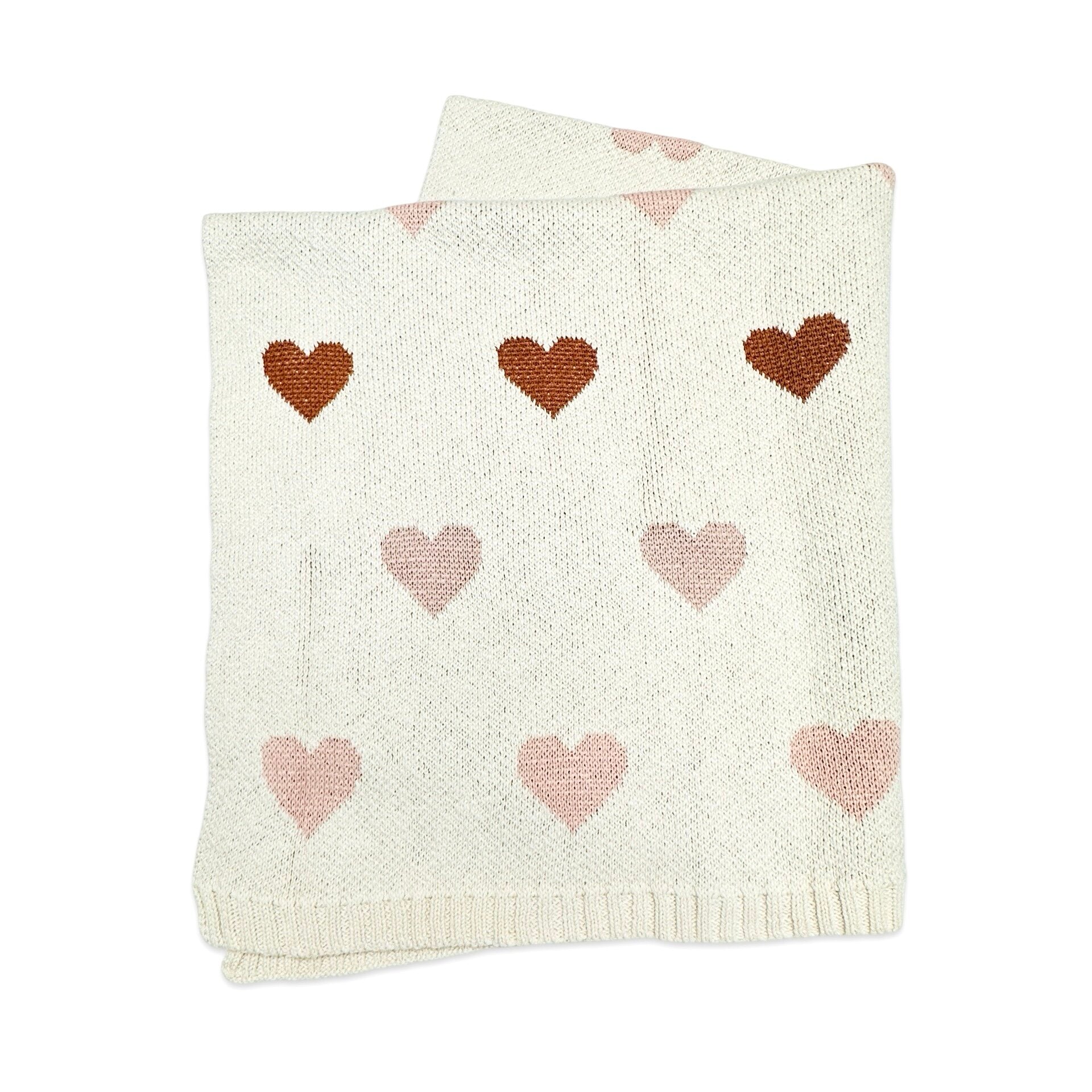 Loving Hearts - Organic Cotton Jacquard Sweater Knit Baby Blanket