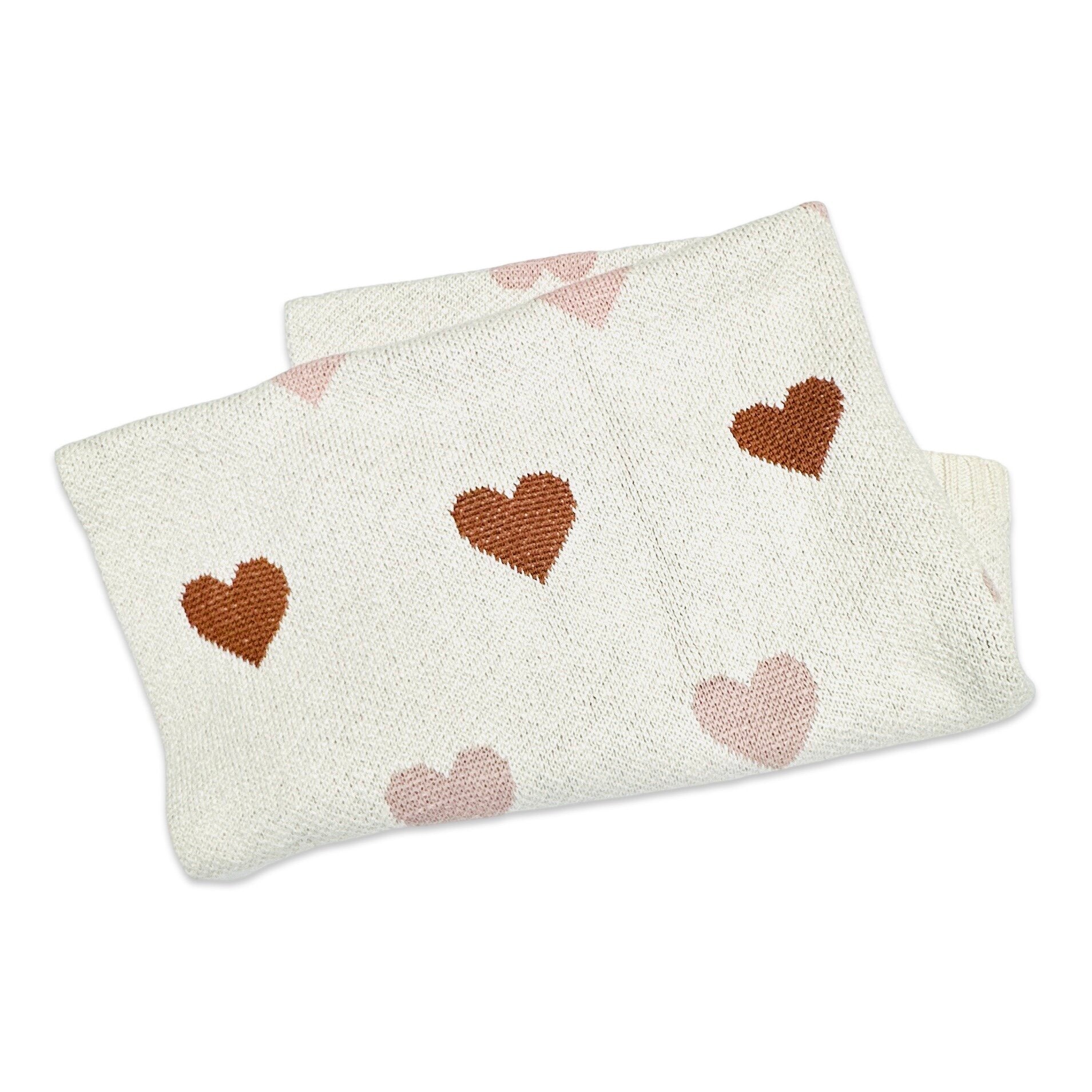 Loving Hearts - Organic Cotton Jacquard Sweater Knit Baby Blanket