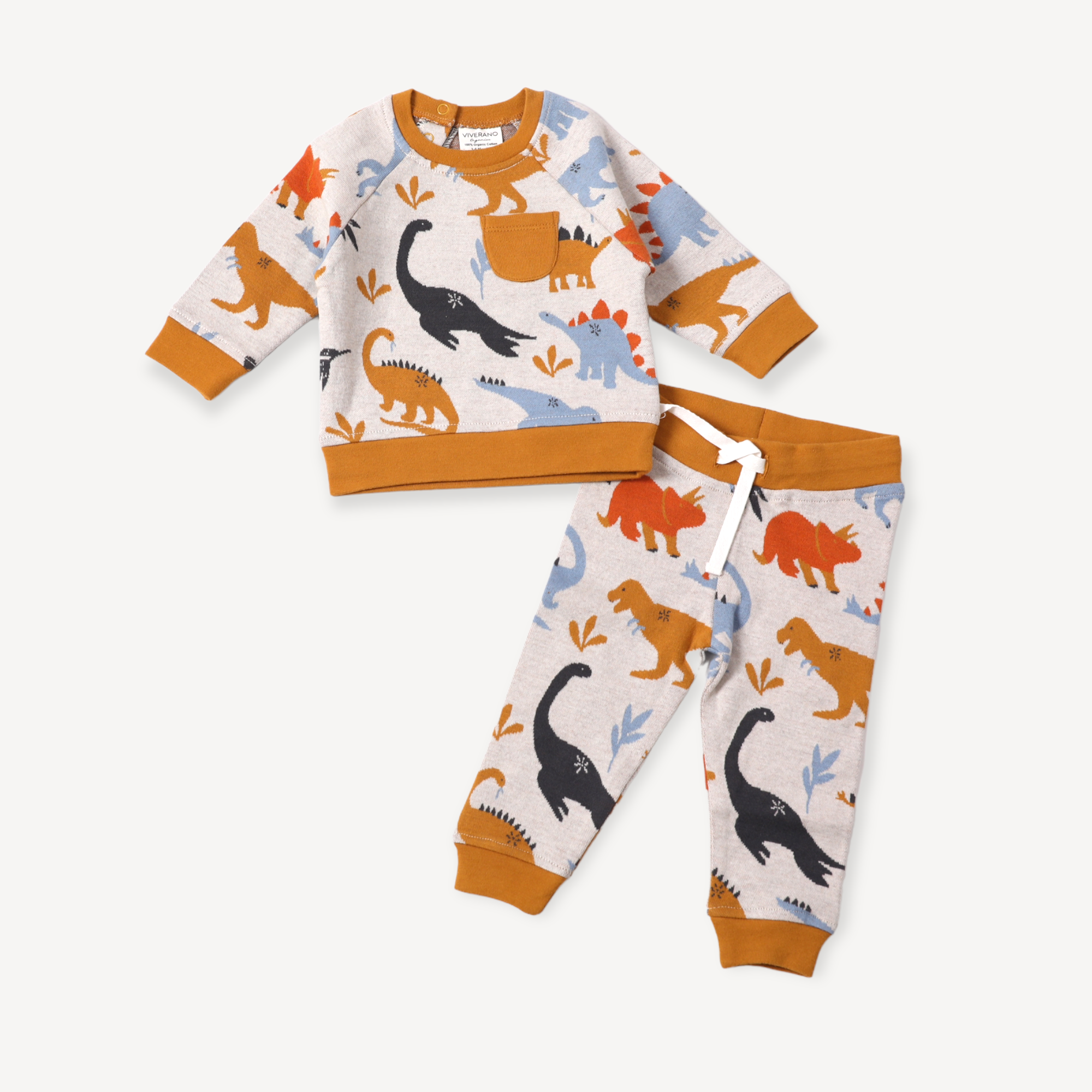 Dino Jacquard Baby Tee + Jogger Pants Set (Organic Cotton)