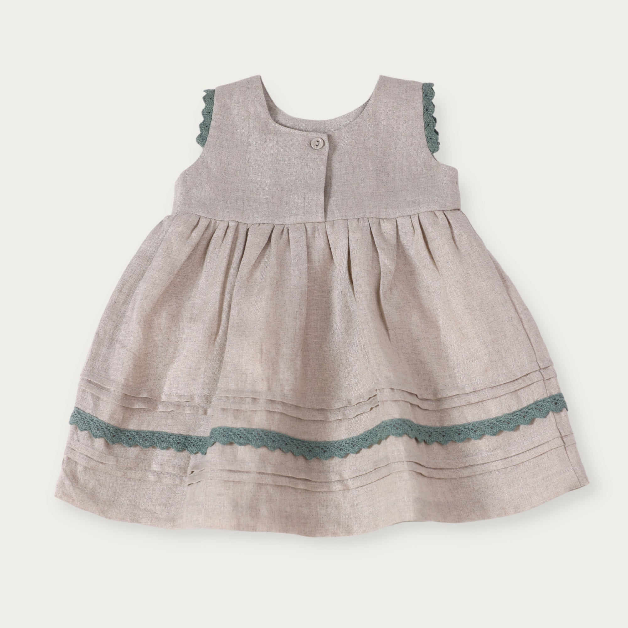 Sylvie Embroidered Linen Baby Dress+Bloomer