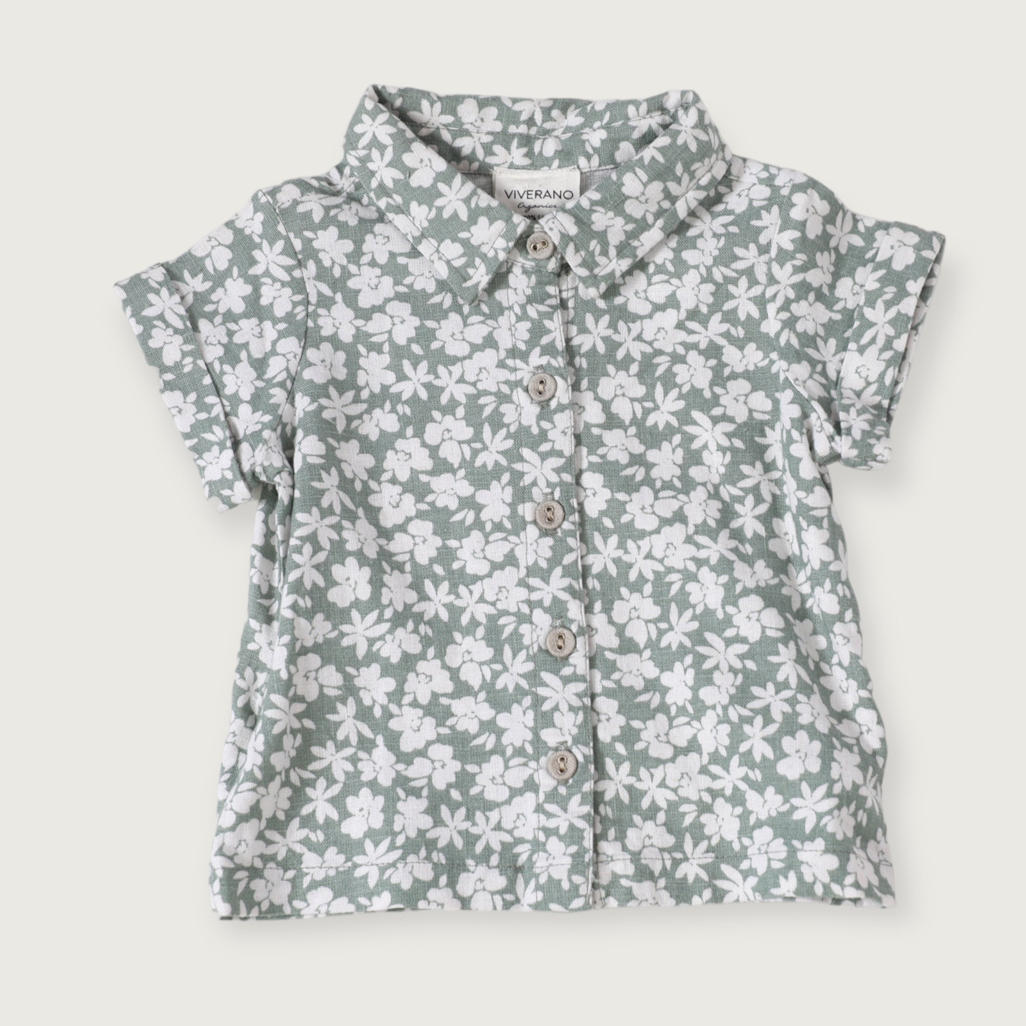 Gabriel Baby Floral Linen Shirt & Shorts 2 pc Set (Natural Linen)