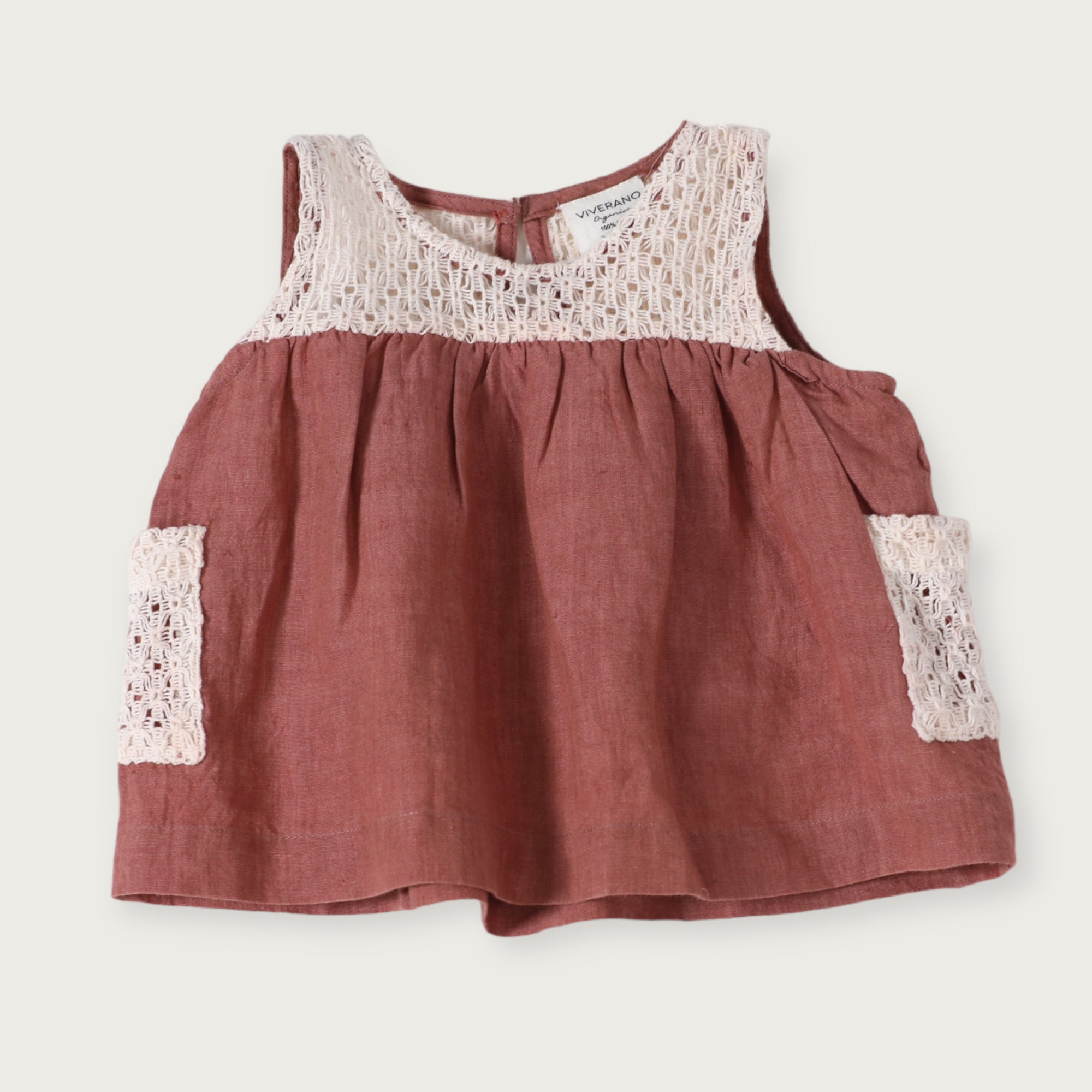 Mirabelle Linen Crochet Baby Dress + Bloomer (Natural Linen)