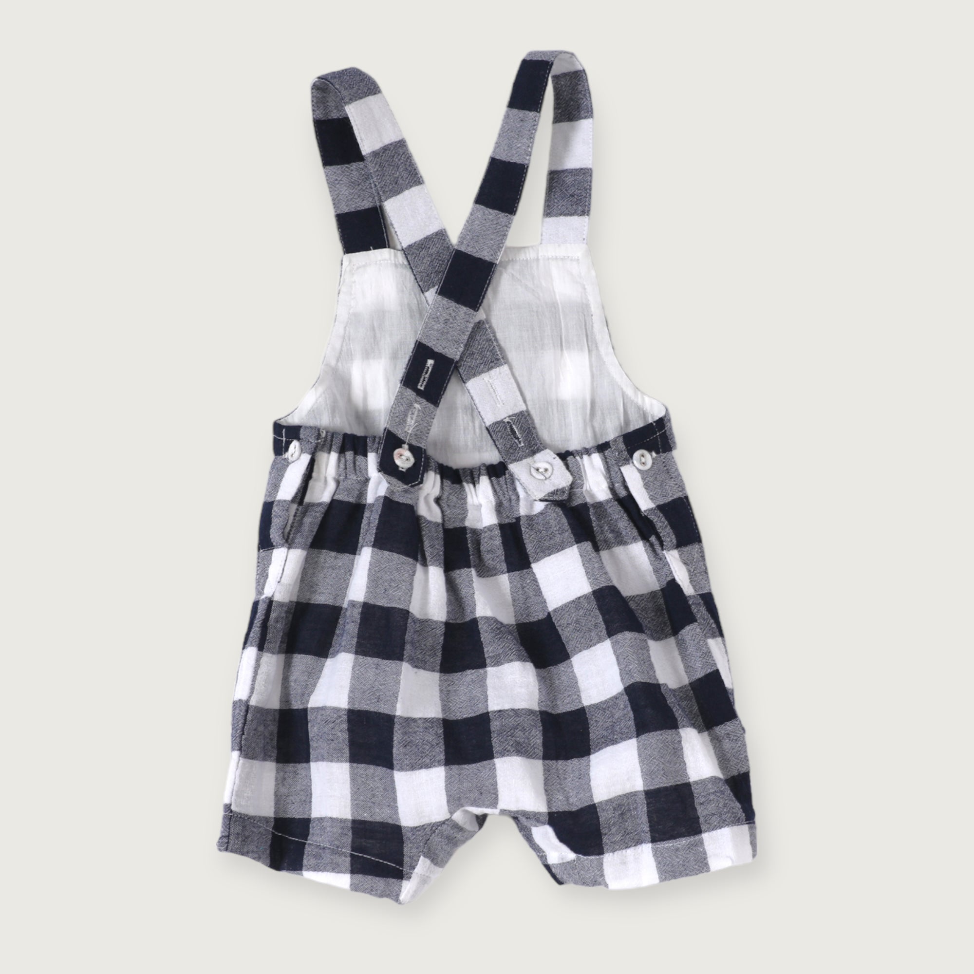 Raphael Navy Checker Gingham Romper + Shirt Set (Organic Cotton)