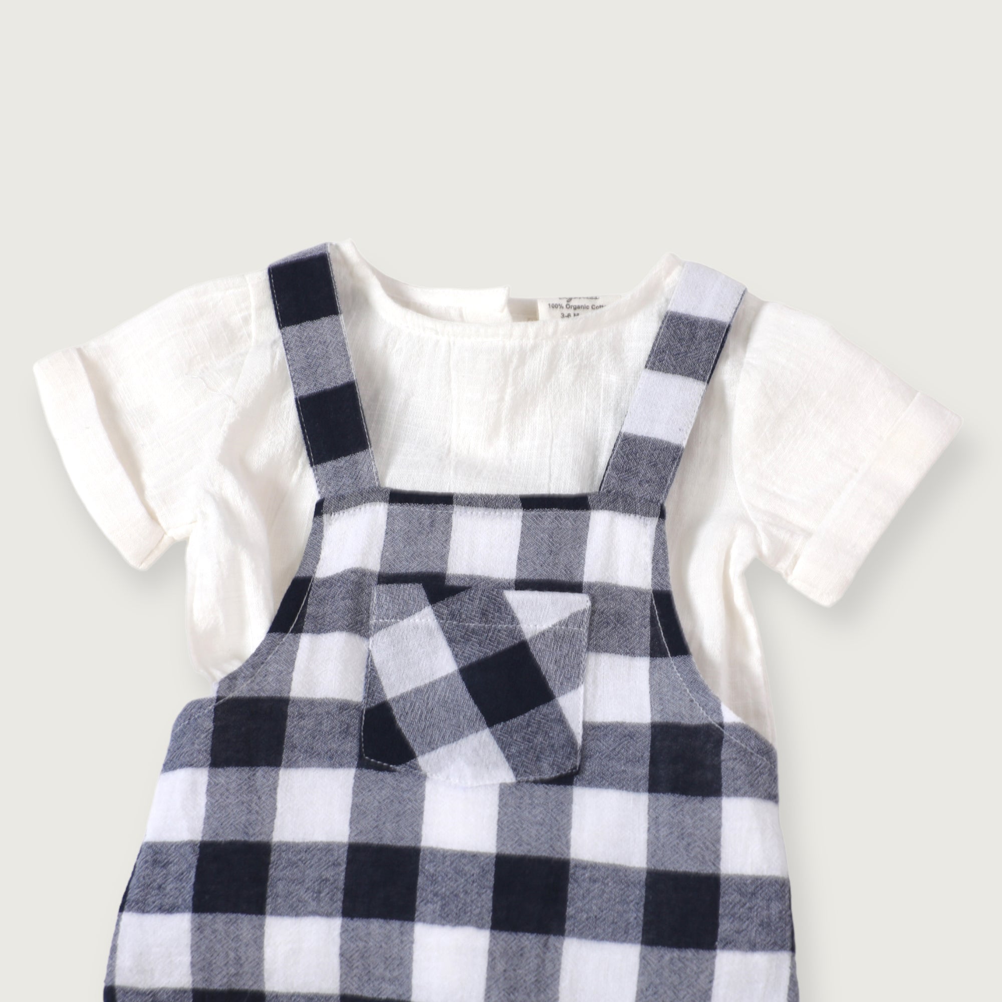 Raphael Navy Checker Gingham Romper + Shirt Set (Organic Cotton)