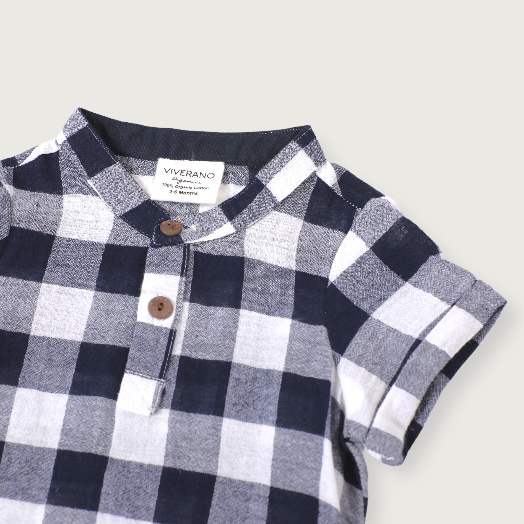 Adam Navy Checker Gingham Shirt + Shorts Set (Organic Cotton)
