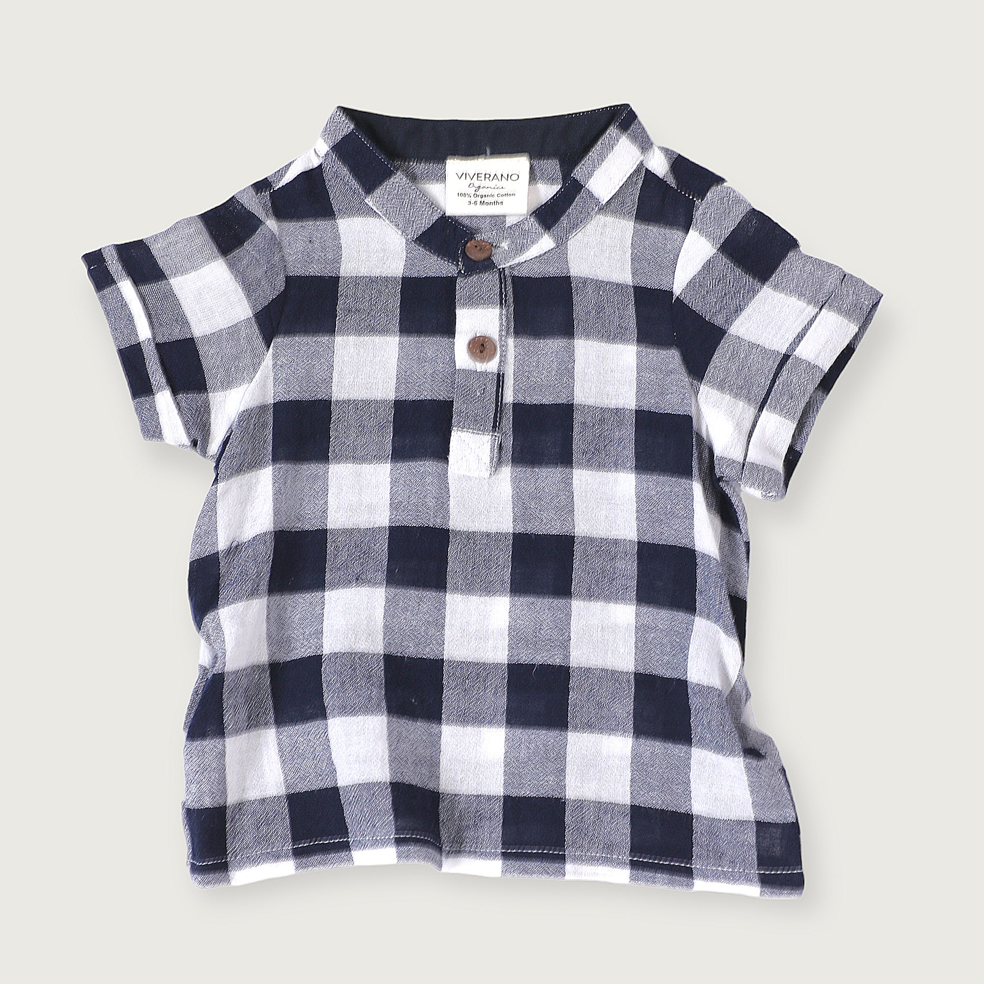 Adam Navy Checker Gingham Shirt + Shorts Set (Organic Cotton)