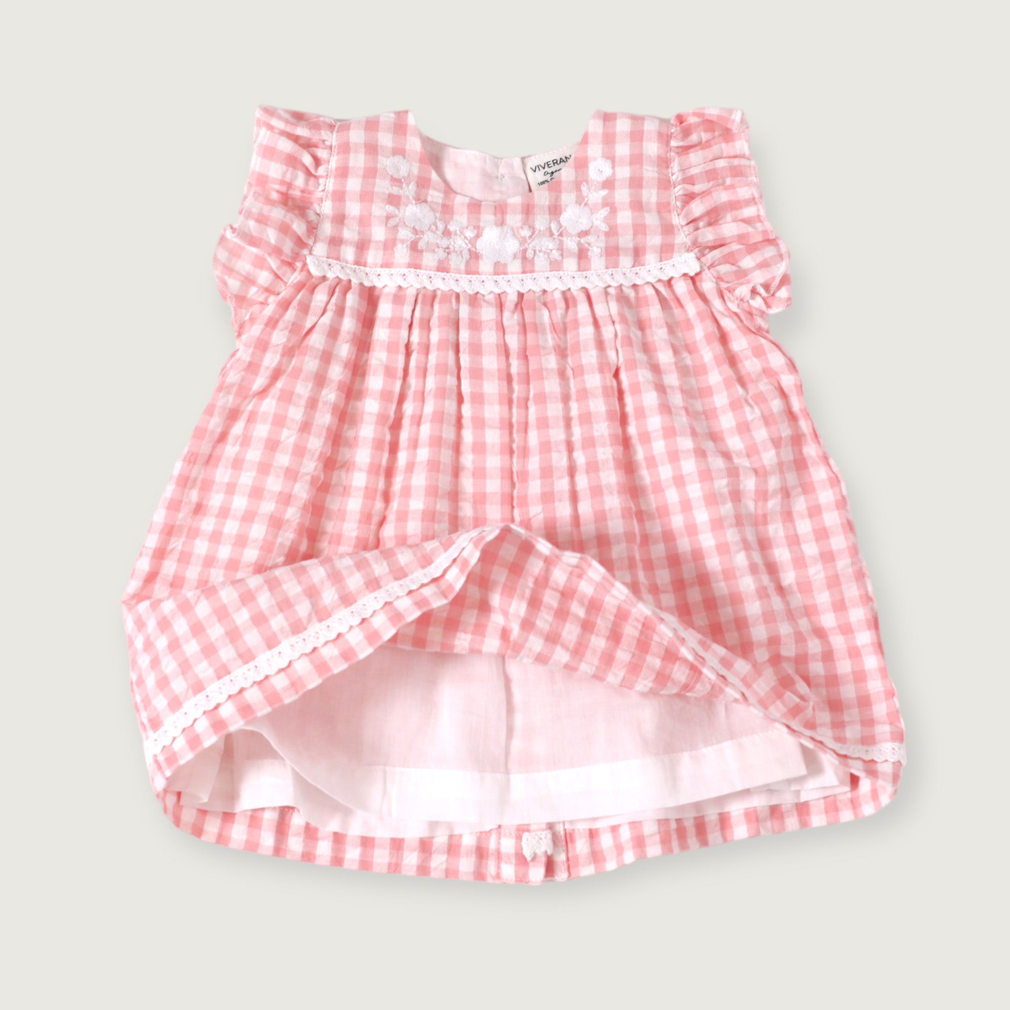 Sophie Seersucker Gingham Baby Dress + Bloomer (Organic Cotton)