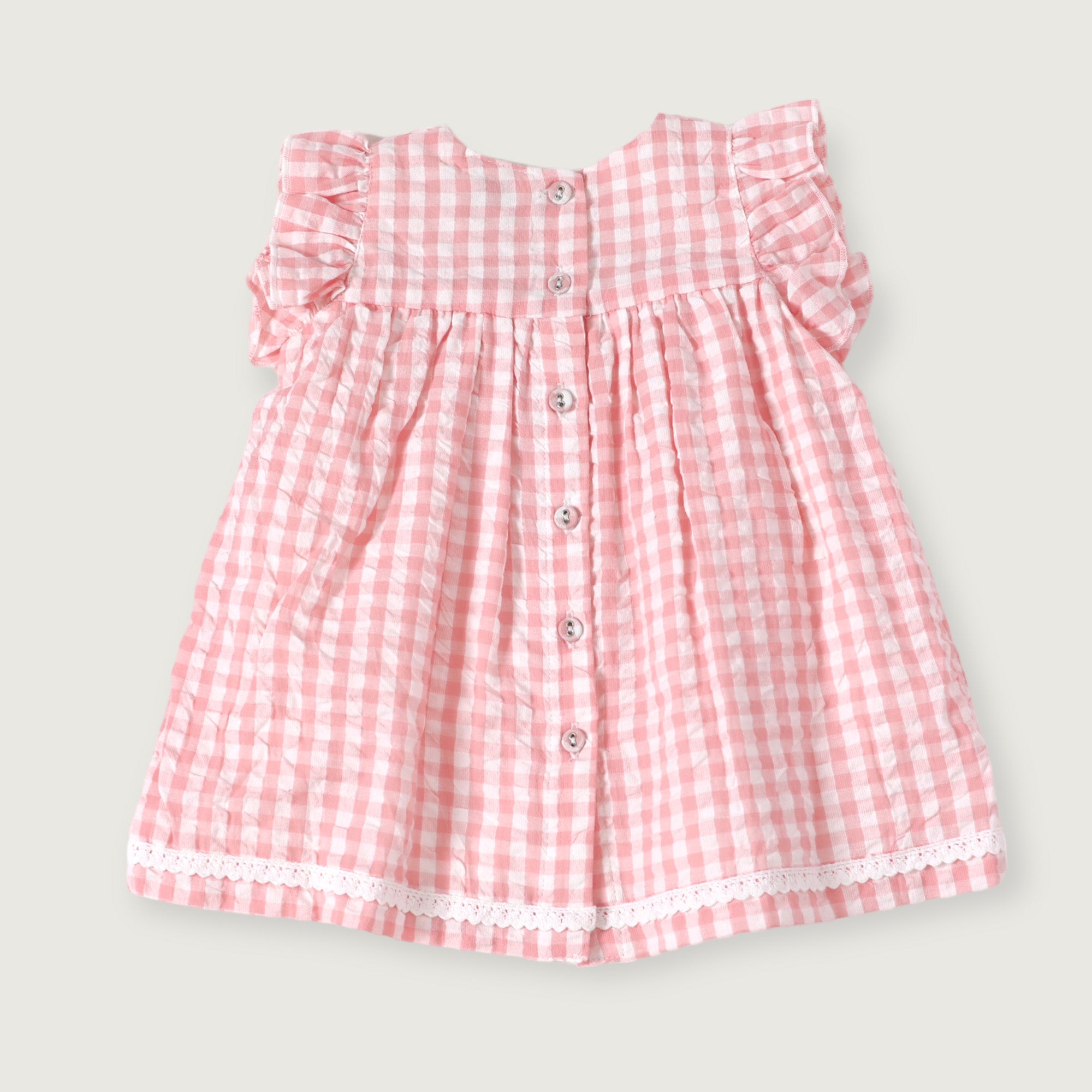 Sophie Seersucker Gingham Baby Dress + Bloomer (Organic Cotton)