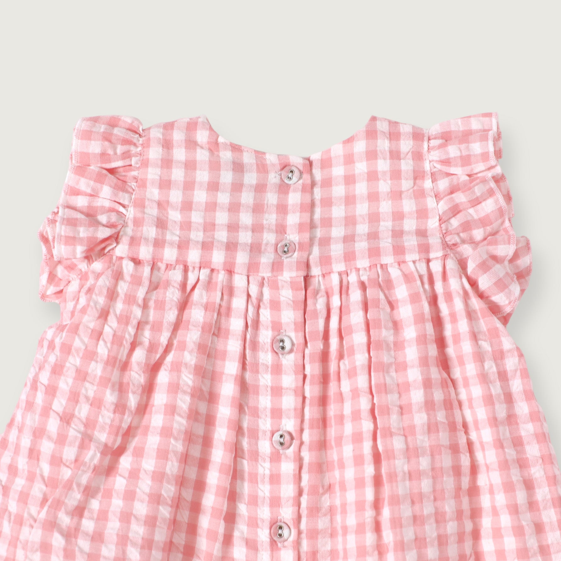 Sophie Seersucker Gingham Baby Dress + Bloomer (Organic Cotton)