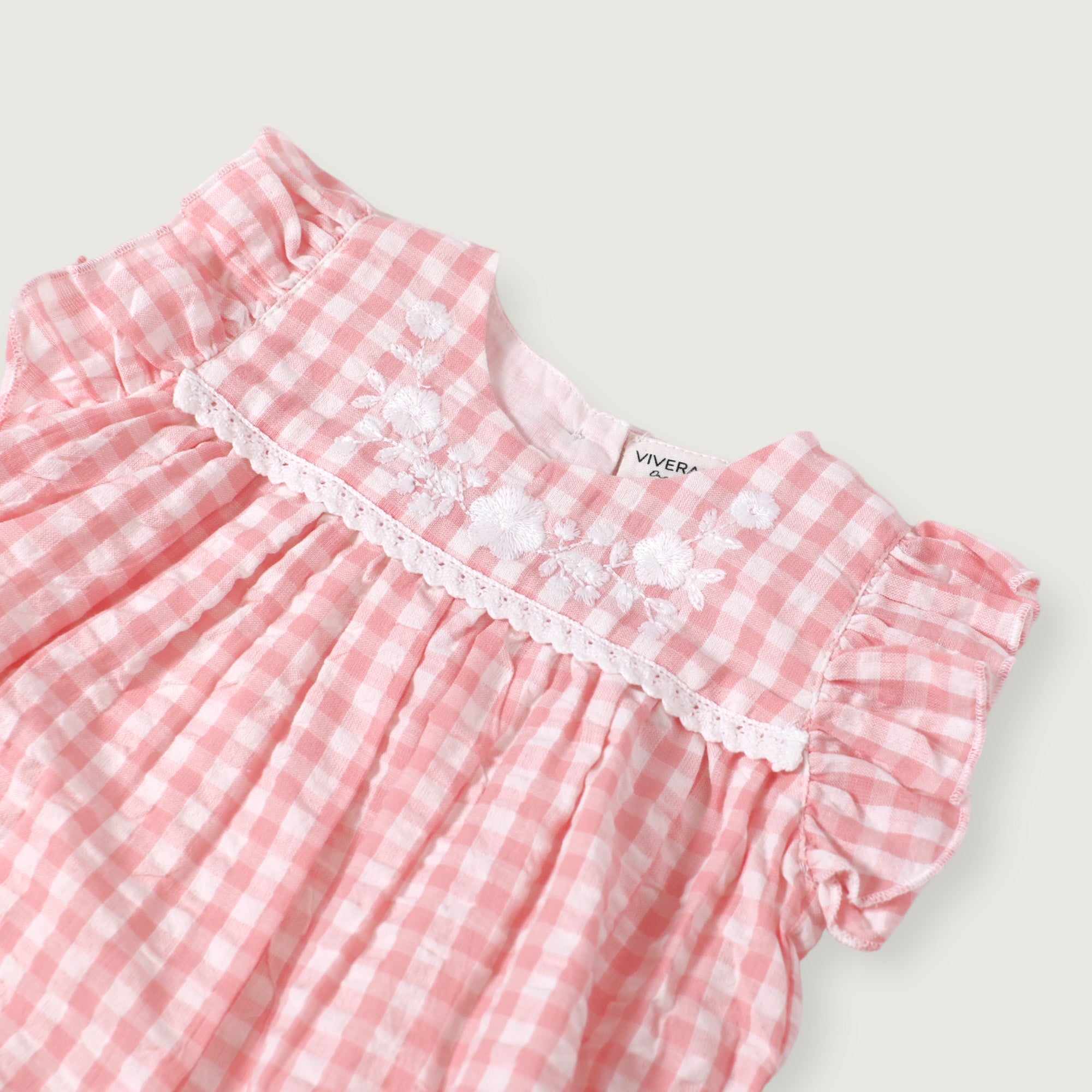 Sophie Seersucker Gingham Baby Dress + Bloomer (Organic Cotton)