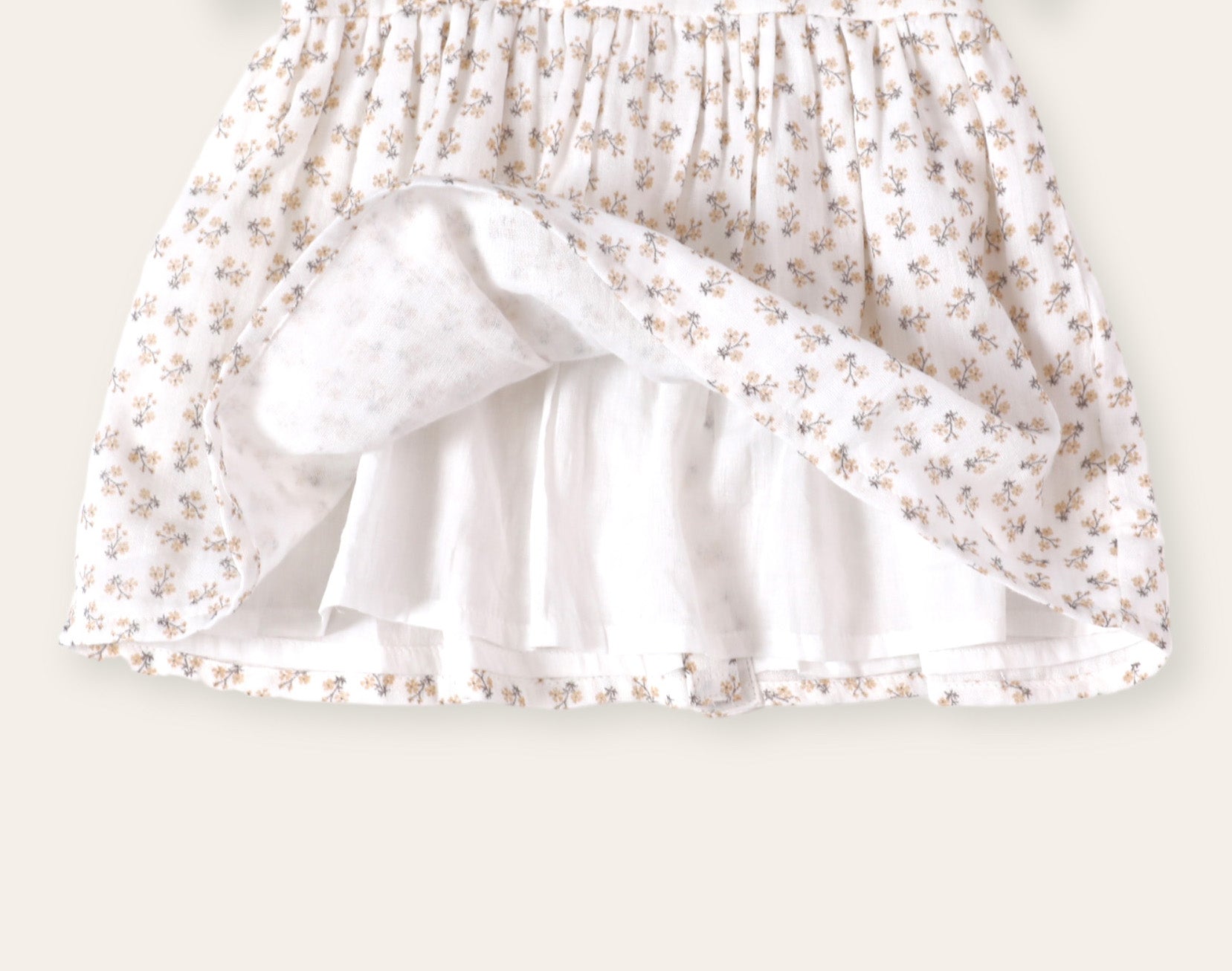 Emilia Embroidered Collar Floral Baby Dress + Bloomer (Organic Muslin)