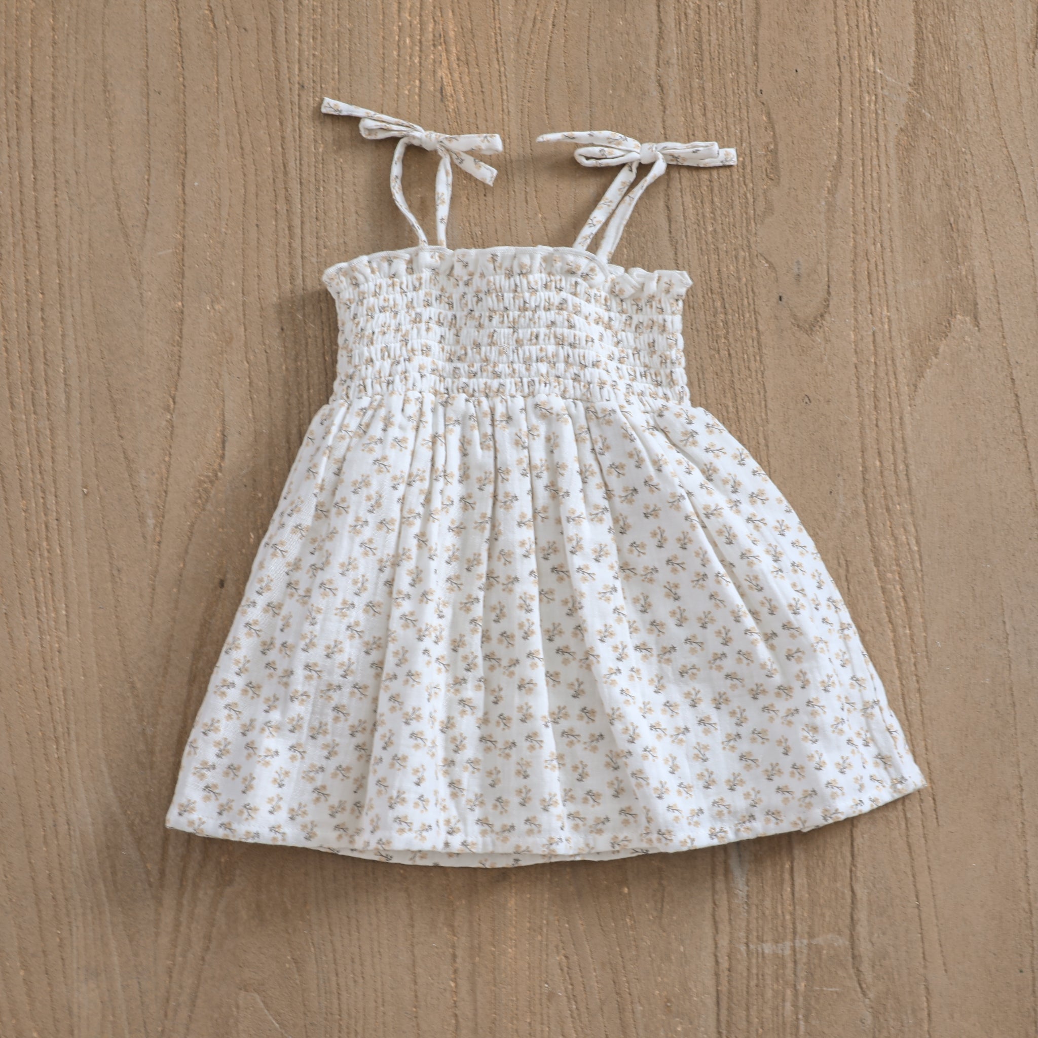 Elena Floral Smocked Baby Dress + Bloomer Set (Organic Muslin)