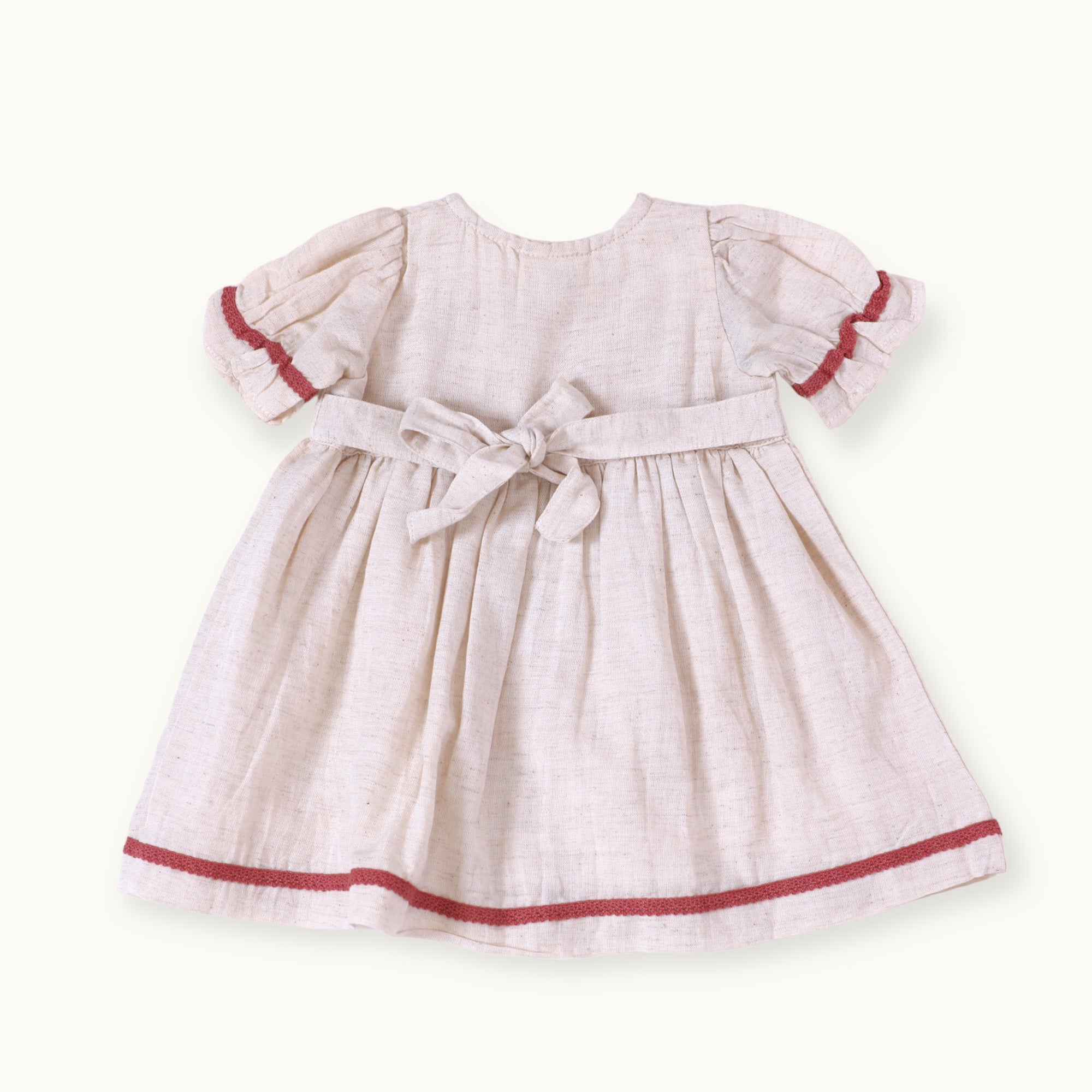 Victoria Embroidered Floral Baby Dress + Bloomer (Linen Blend)