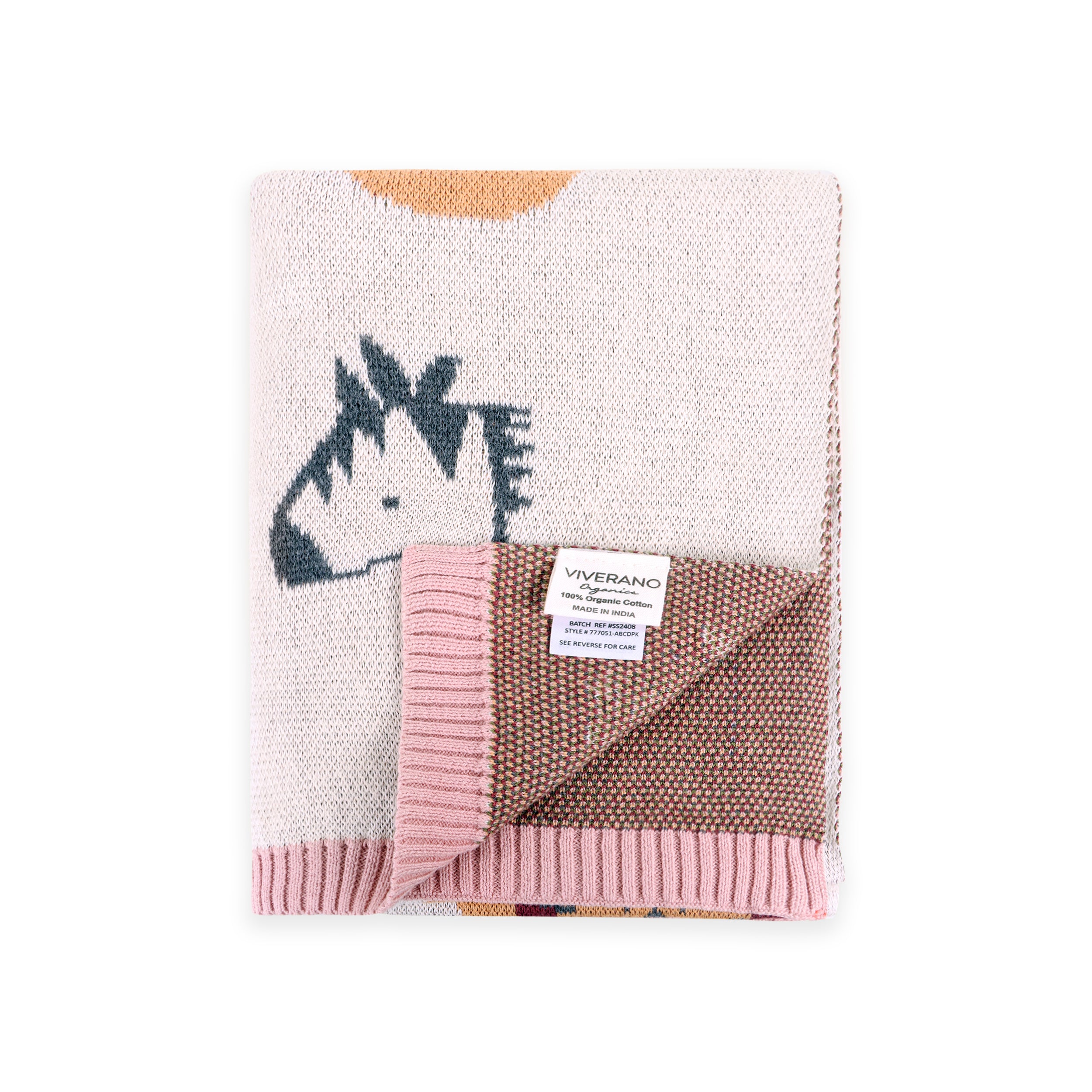 Alphabet Blush - Organic Cotton Jacquard Sweater Knit Baby Blankets