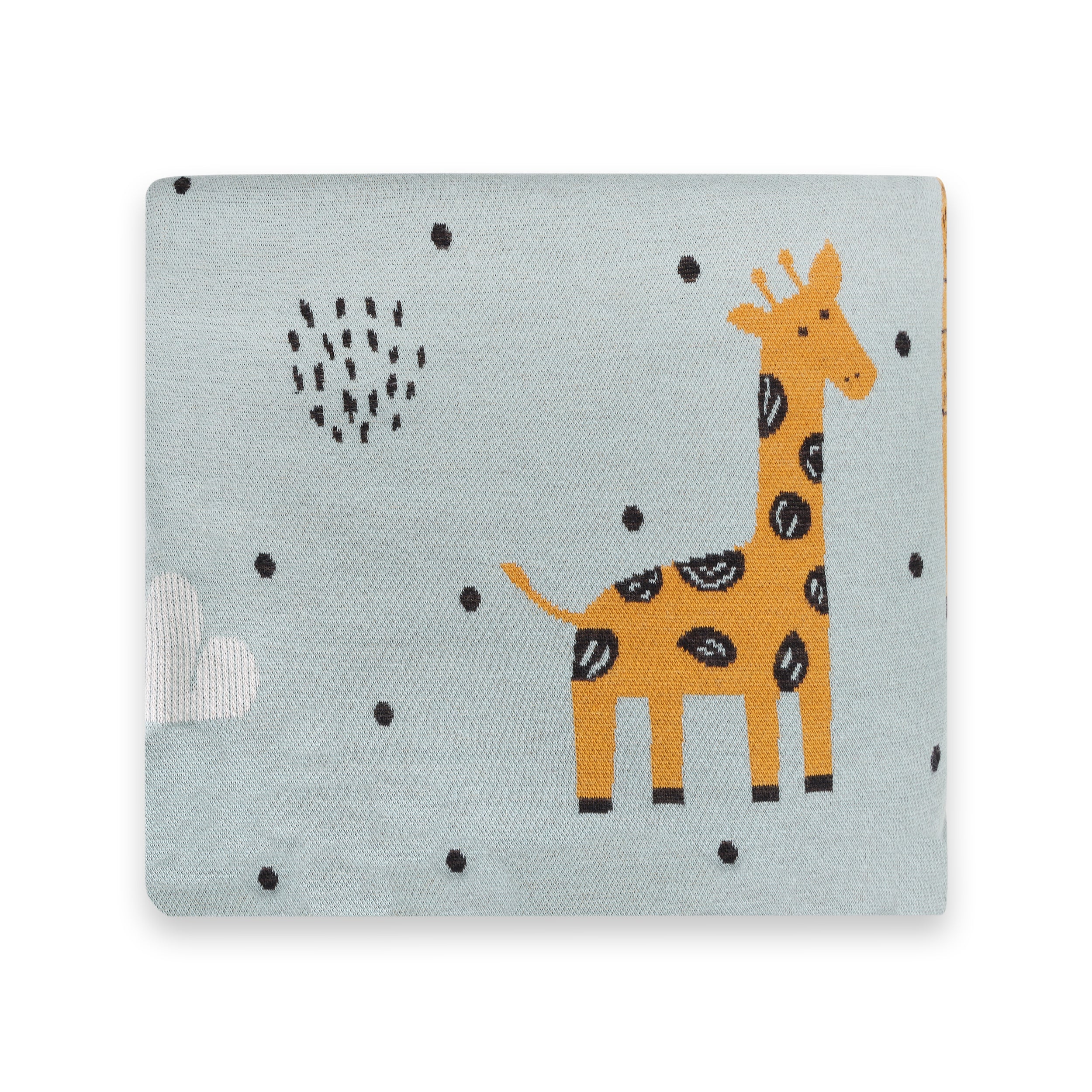 Giraffe Safari Cozy Sherpa Jacquard Knit Baby Blanket (Organic)