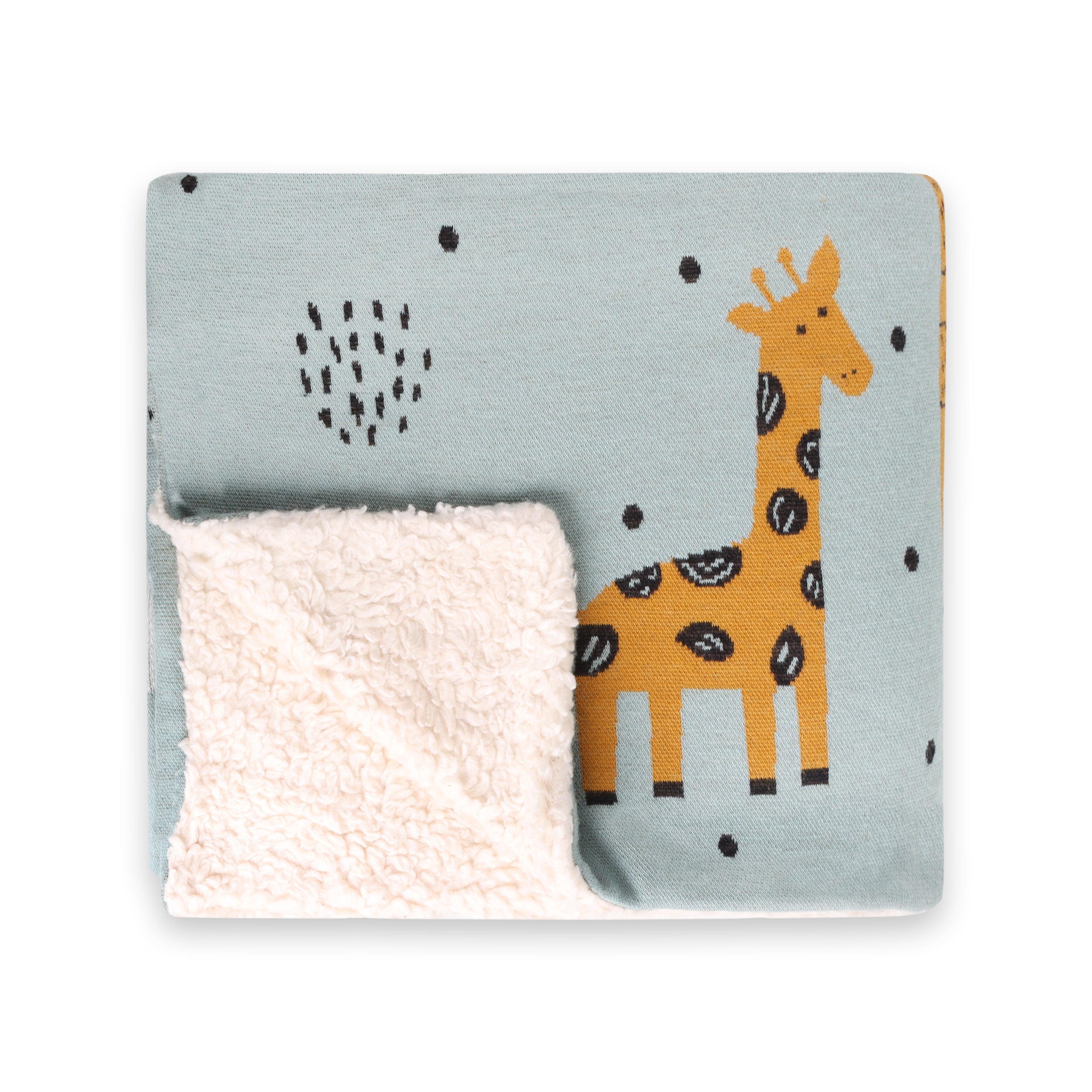 Giraffe Safari Cozy Sherpa Jacquard Knit Baby Blanket (Organic)