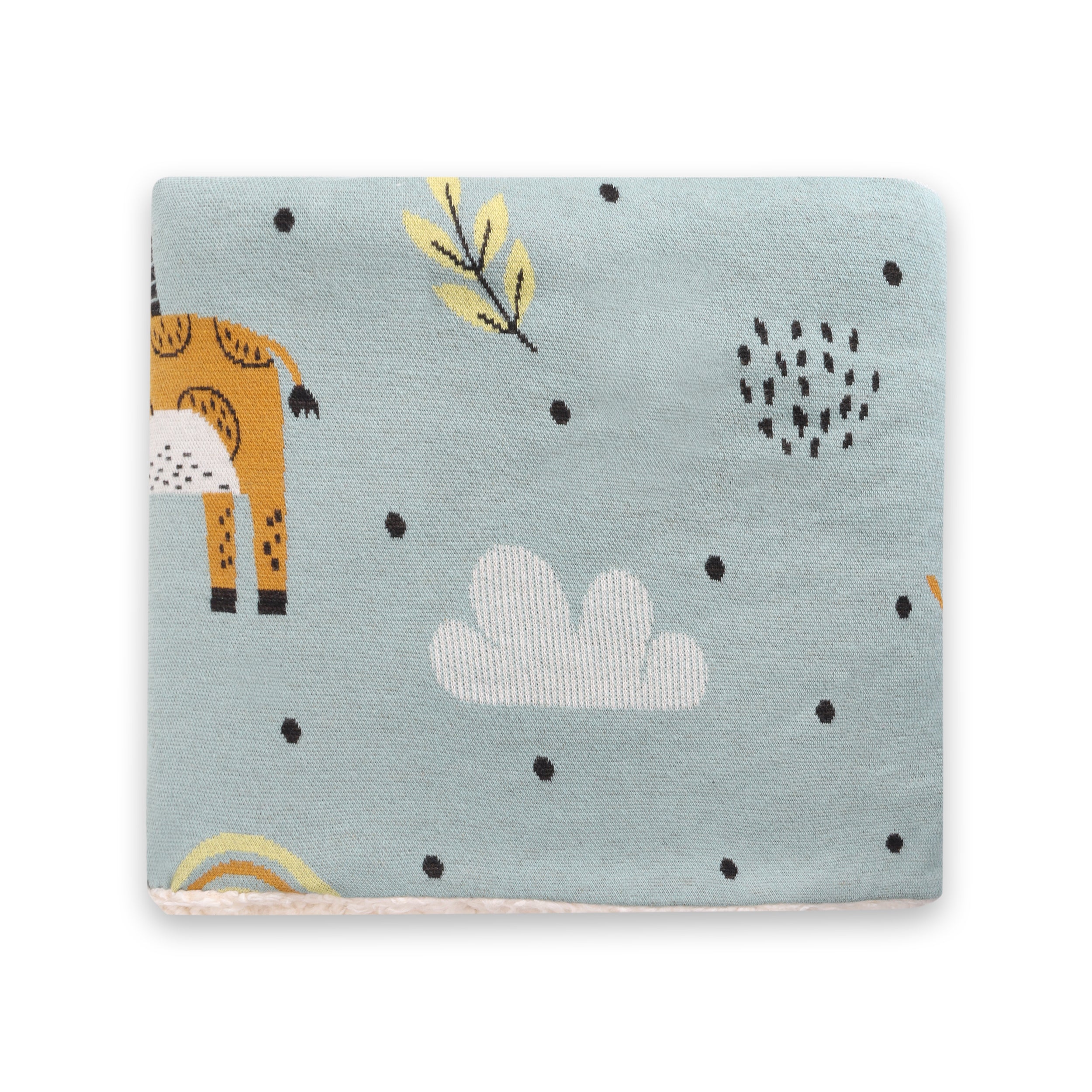 Giraffe Safari Cozy Sherpa Jacquard Knit Baby Blanket (Organic)