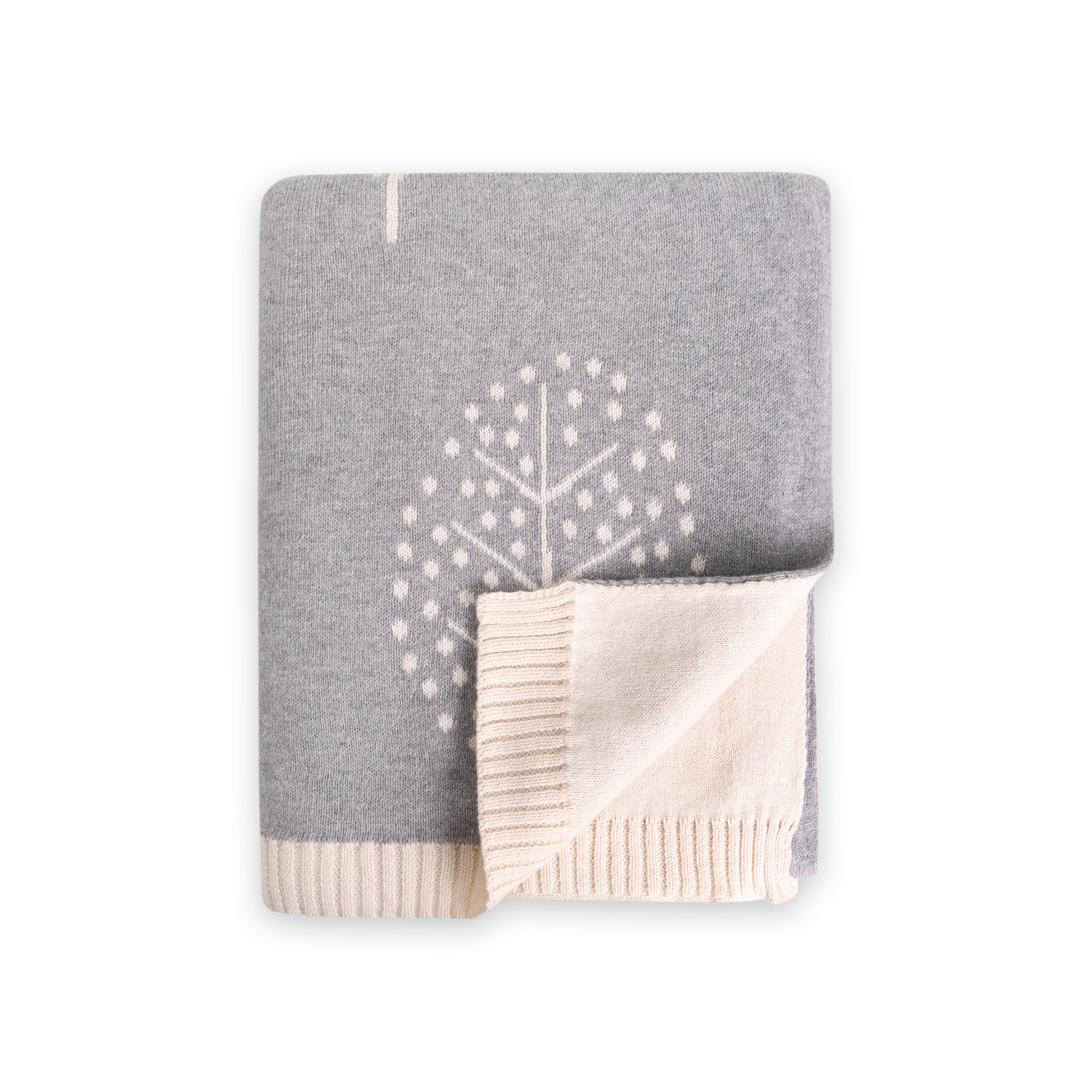 Into The Woods Bear - Organic Cotton Jacquard Sweater Knit Baby Blanket