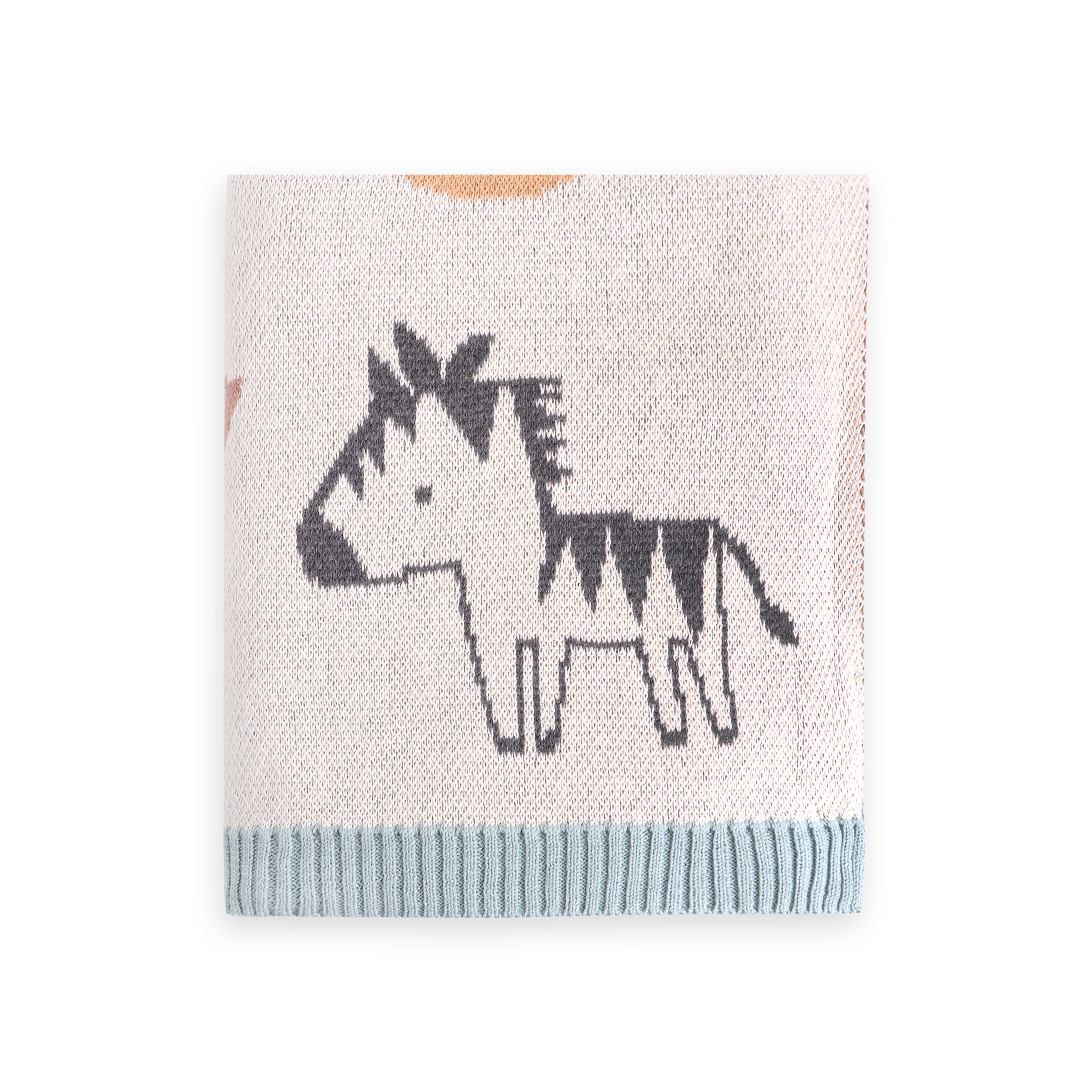 Alphabet Blue- Organic Cotton Jacquard Sweater Knit Baby Blankets