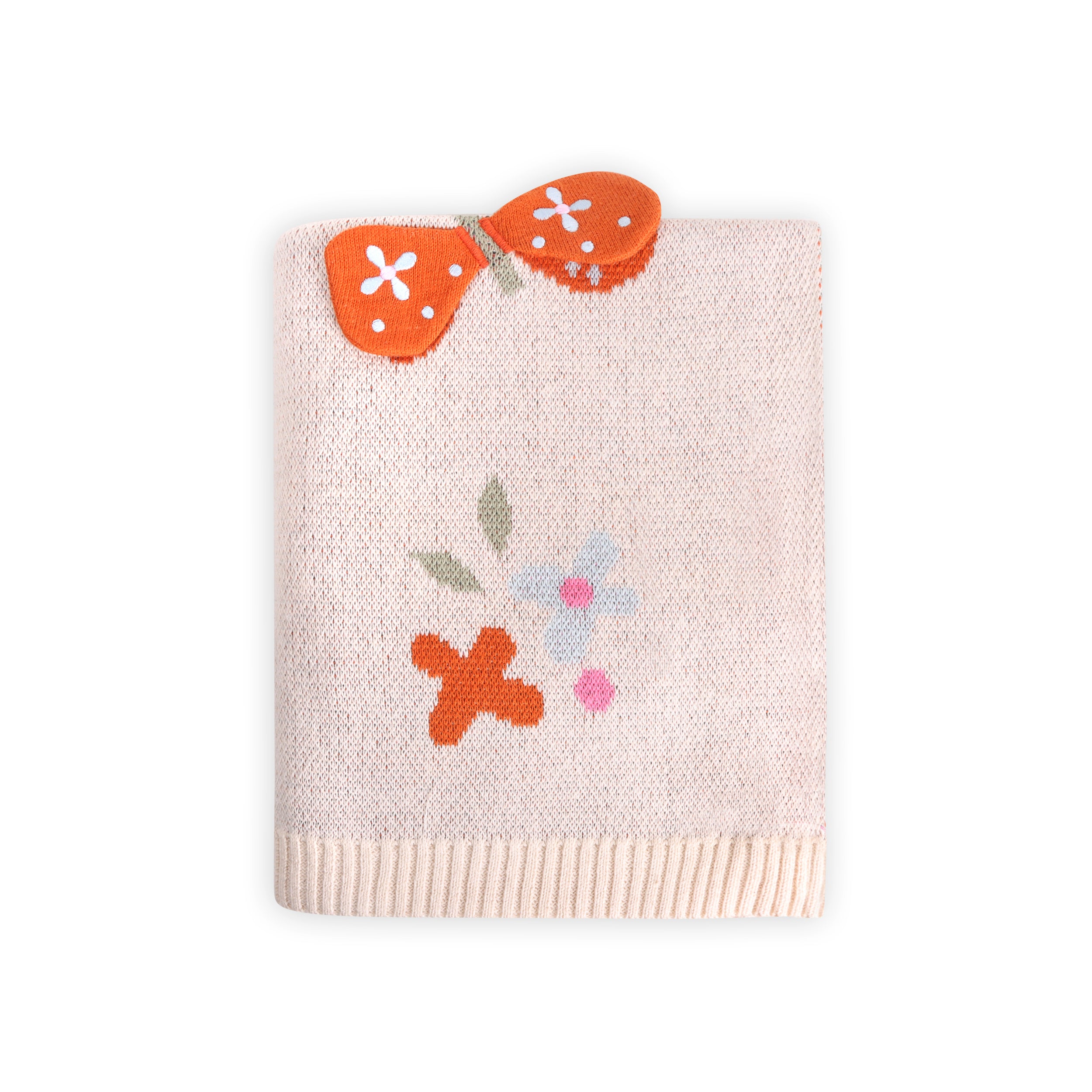 Butterfly 3D - Organic Cotton Jacquard Sweater Knit Baby Blankets by Viverano