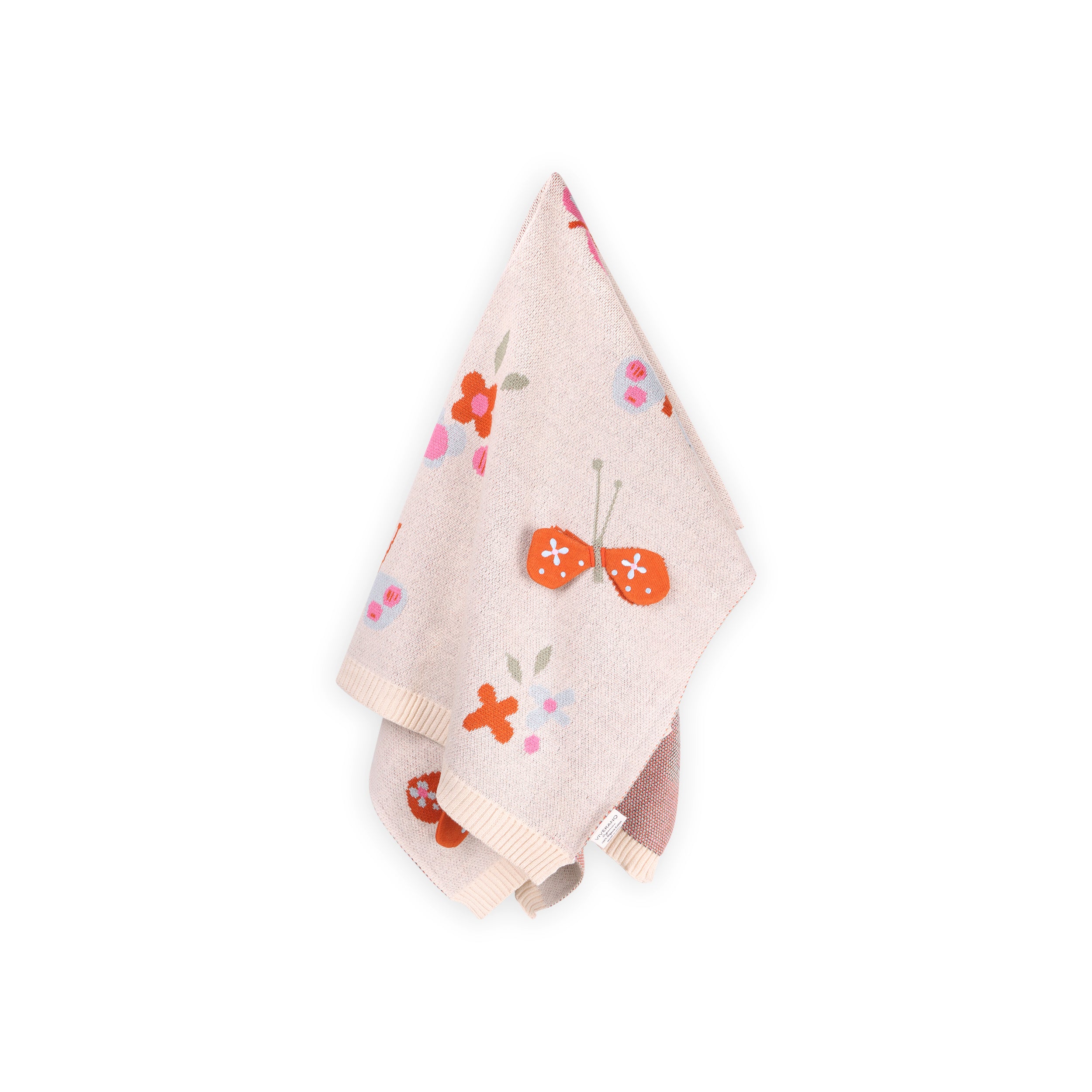 Butterfly 3D - Organic Cotton Jacquard Sweater Knit Baby Blankets by Viverano