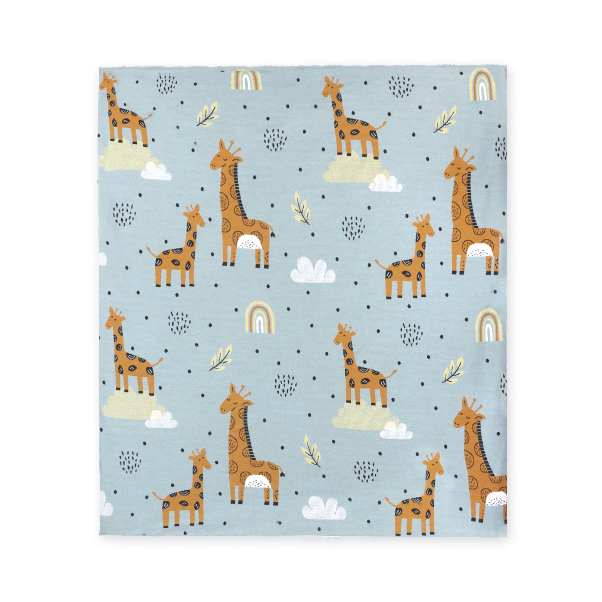 Giraffe Safari Cozy Sherpa Jacquard Knit Baby Blanket (Organic)