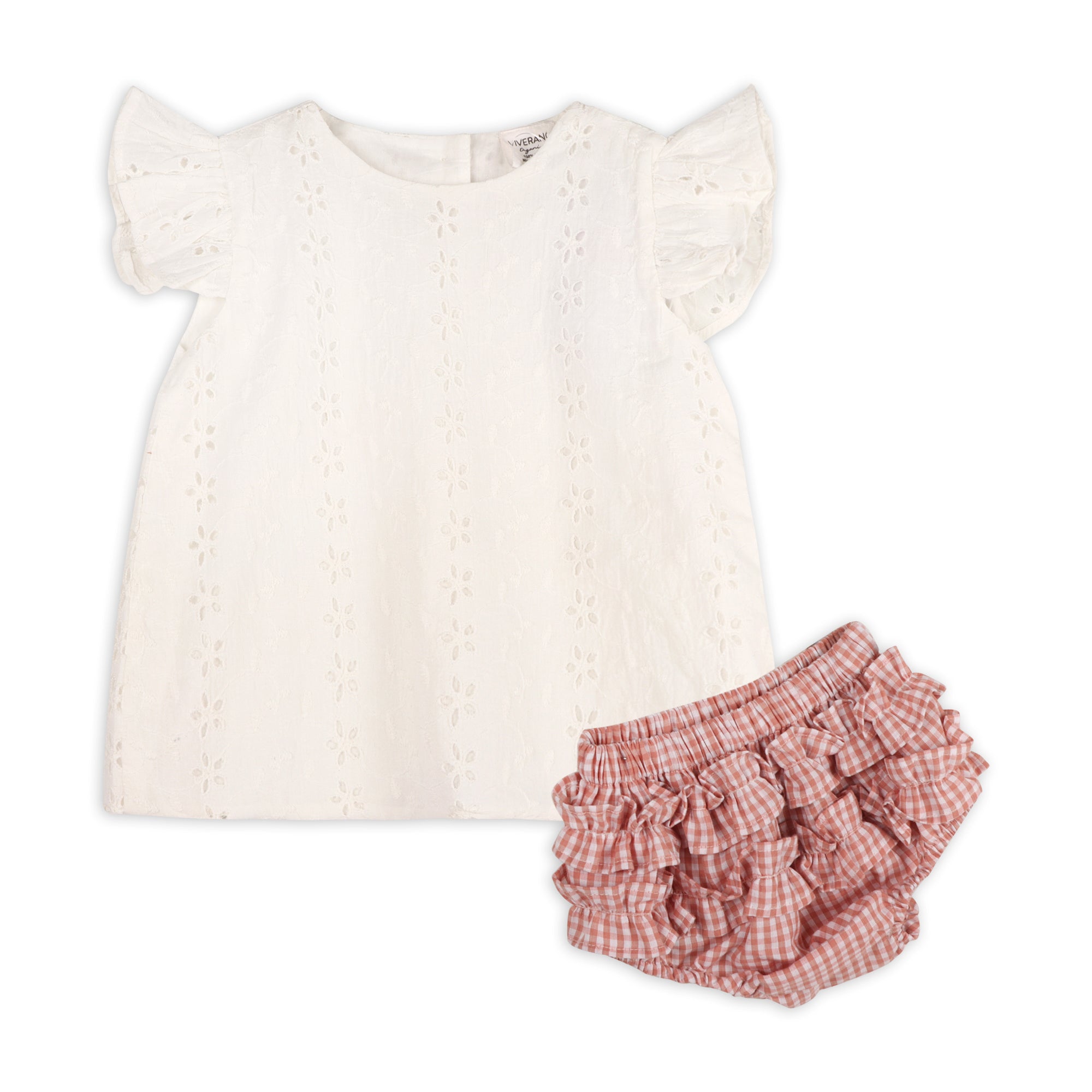 Milly Eyelet & Bows Baby Top + Ruffled Bloomer (Organic Cotton)