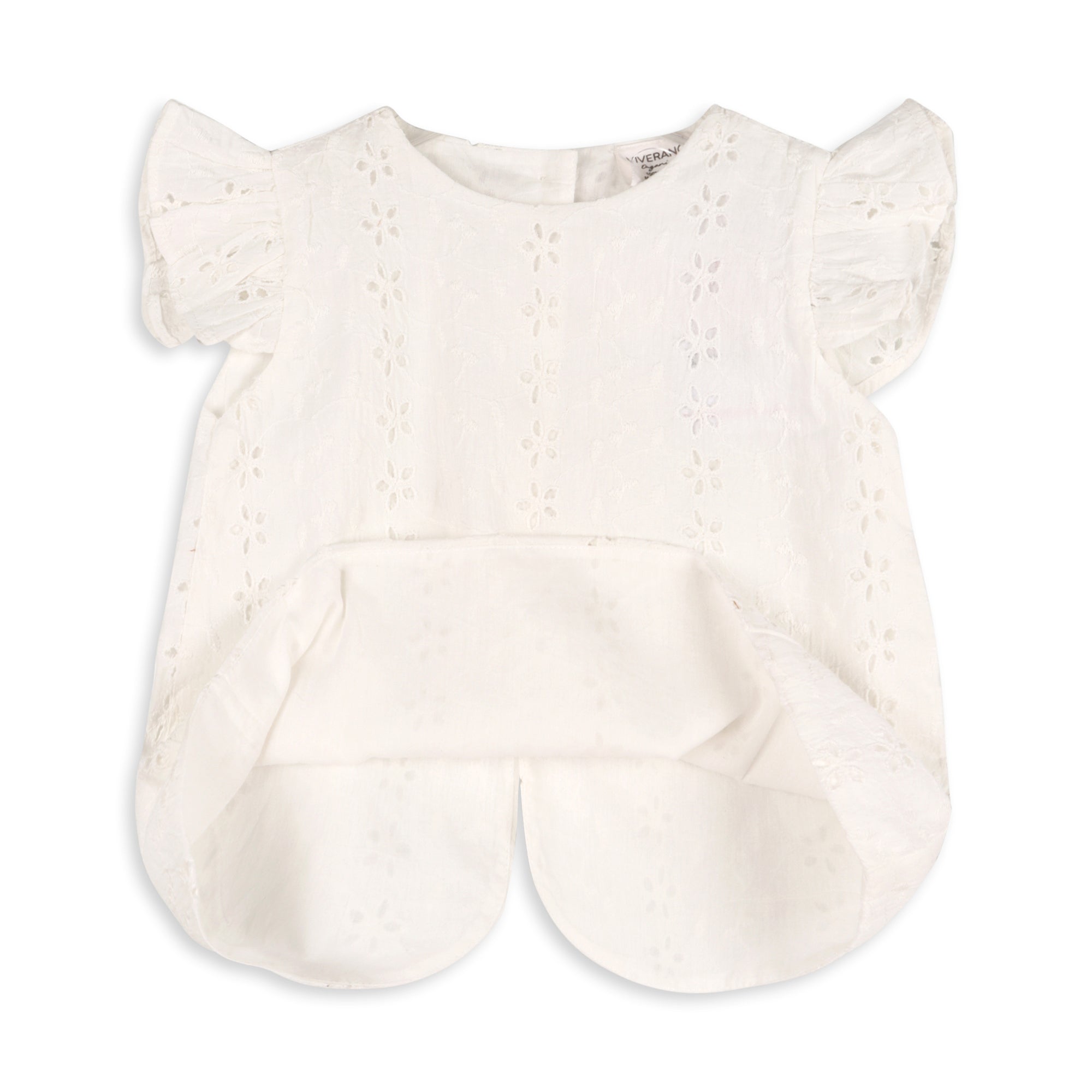  Milly Eyelet & Bows Baby Top + Ruffled Bloomer (Organic Cotton)