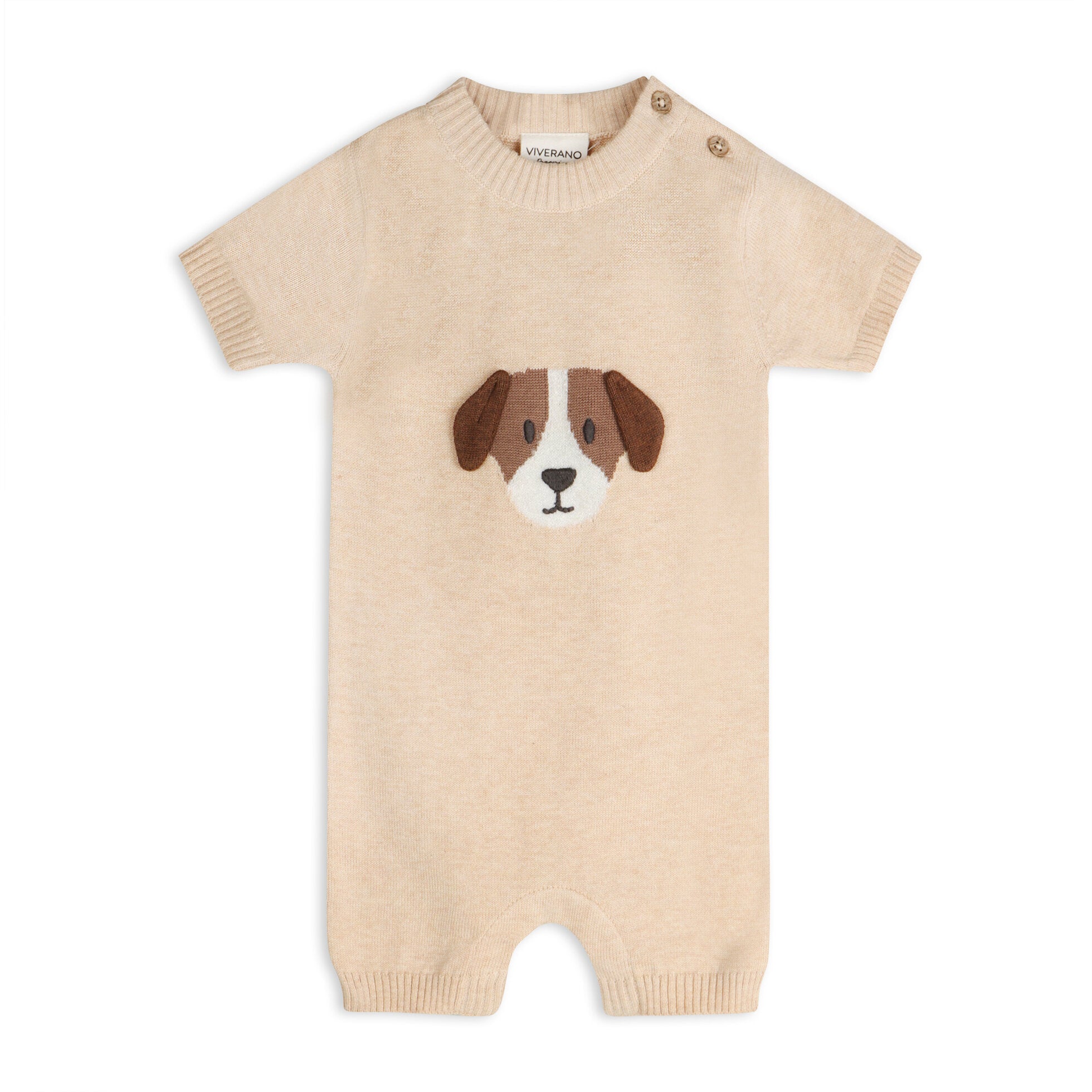 Puppy Dog Applique 3D Knit Baby Romper (Organic Cotton)