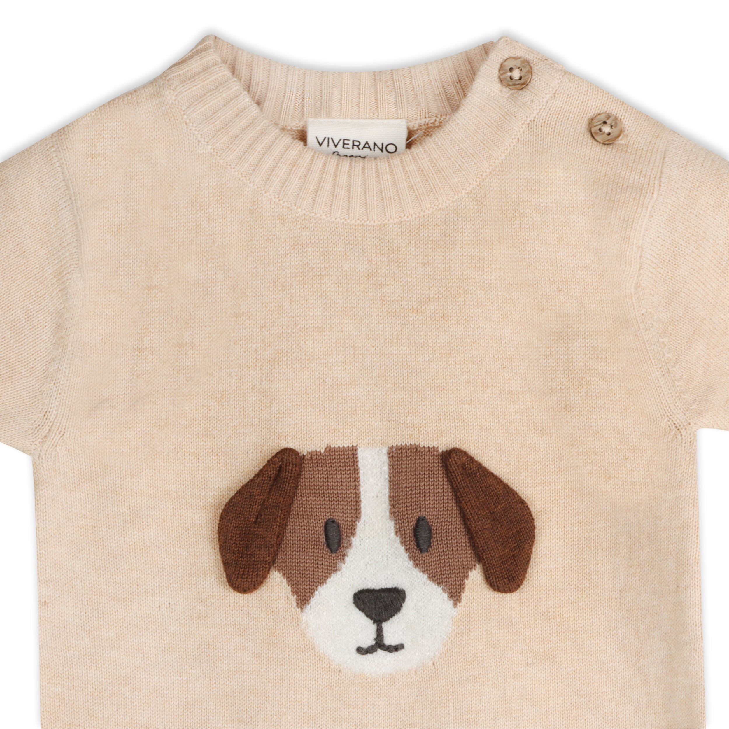 Puppy Dog Applique 3D Knit Baby Romper (Organic Cotton)