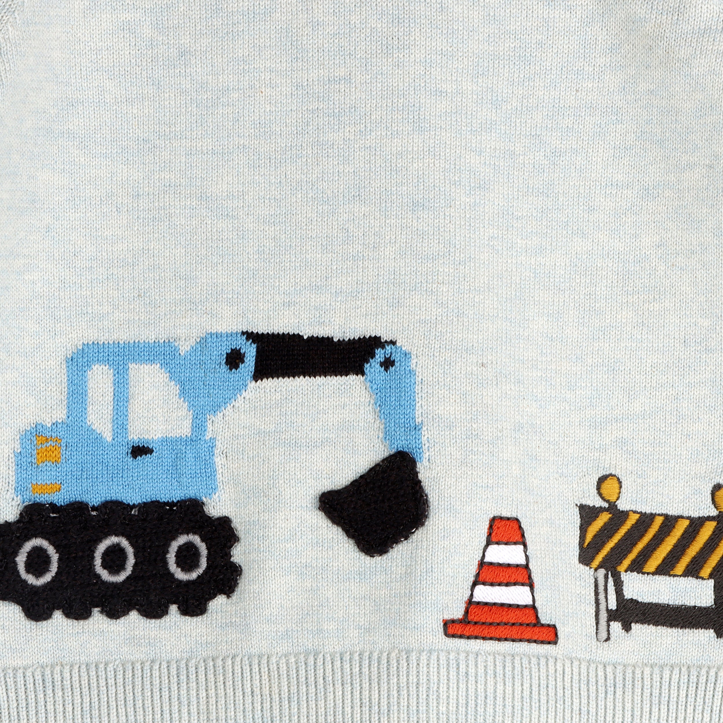 Construction Truck Embroidered Knit Baby Pullover & Pant SET (Organic Cotton)