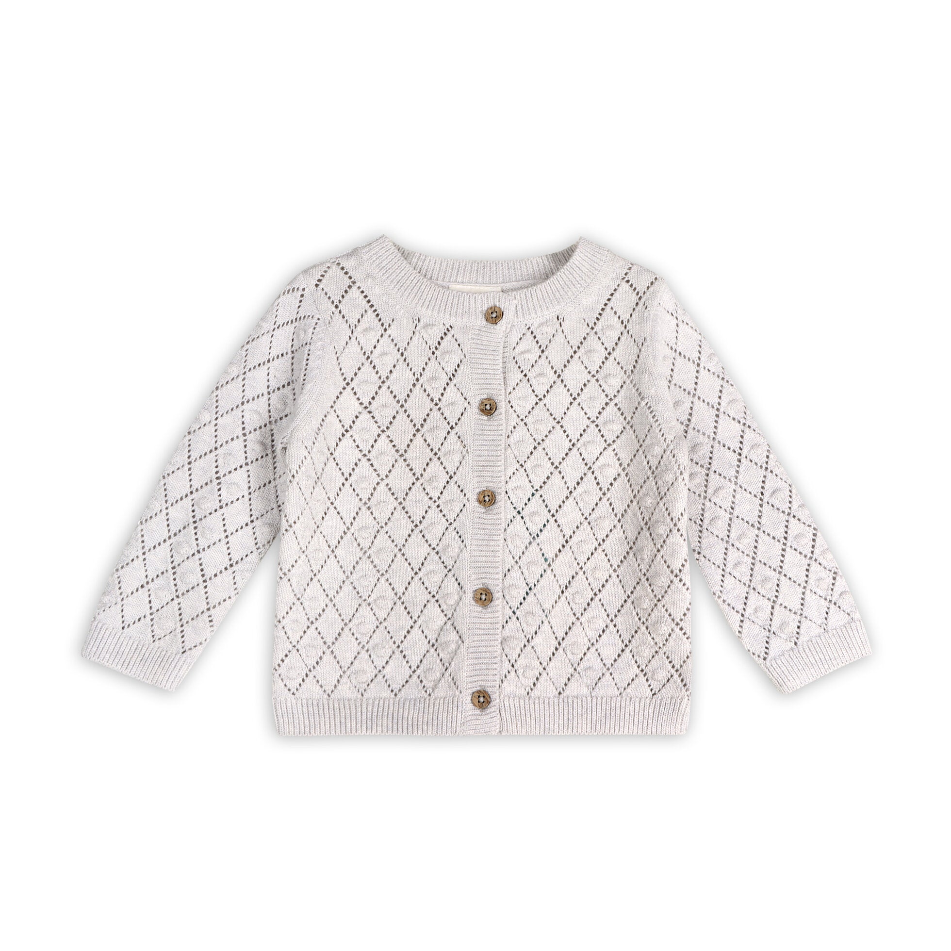 Dobby Pointelle Sweater Knit Baby Cardigan (Organic Cotton)